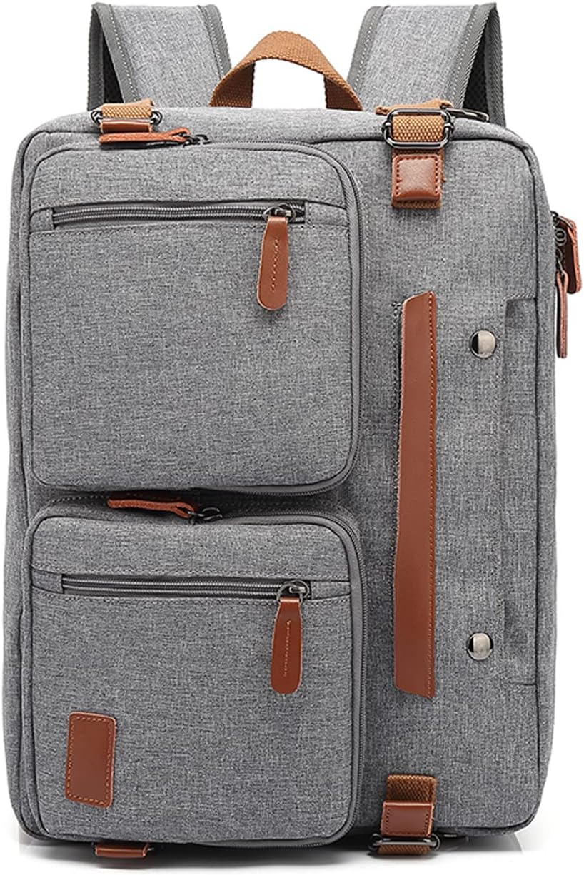 FANDARE Canvas Backpack Handbag University Shoulder Bag School Bag Functional Backpack Laptop 15.6 Inches for Men Women Travel School Business Daypack