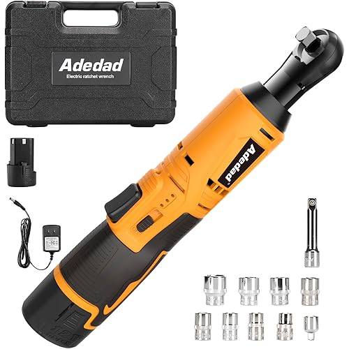 Cordless Ratchet Wrench Set, 3/8" 12V Battery Powered Ratcheting Wrench Tool Kit with Battery and Charger, Electric Ratchet,40Ft-lbs 400 RPM