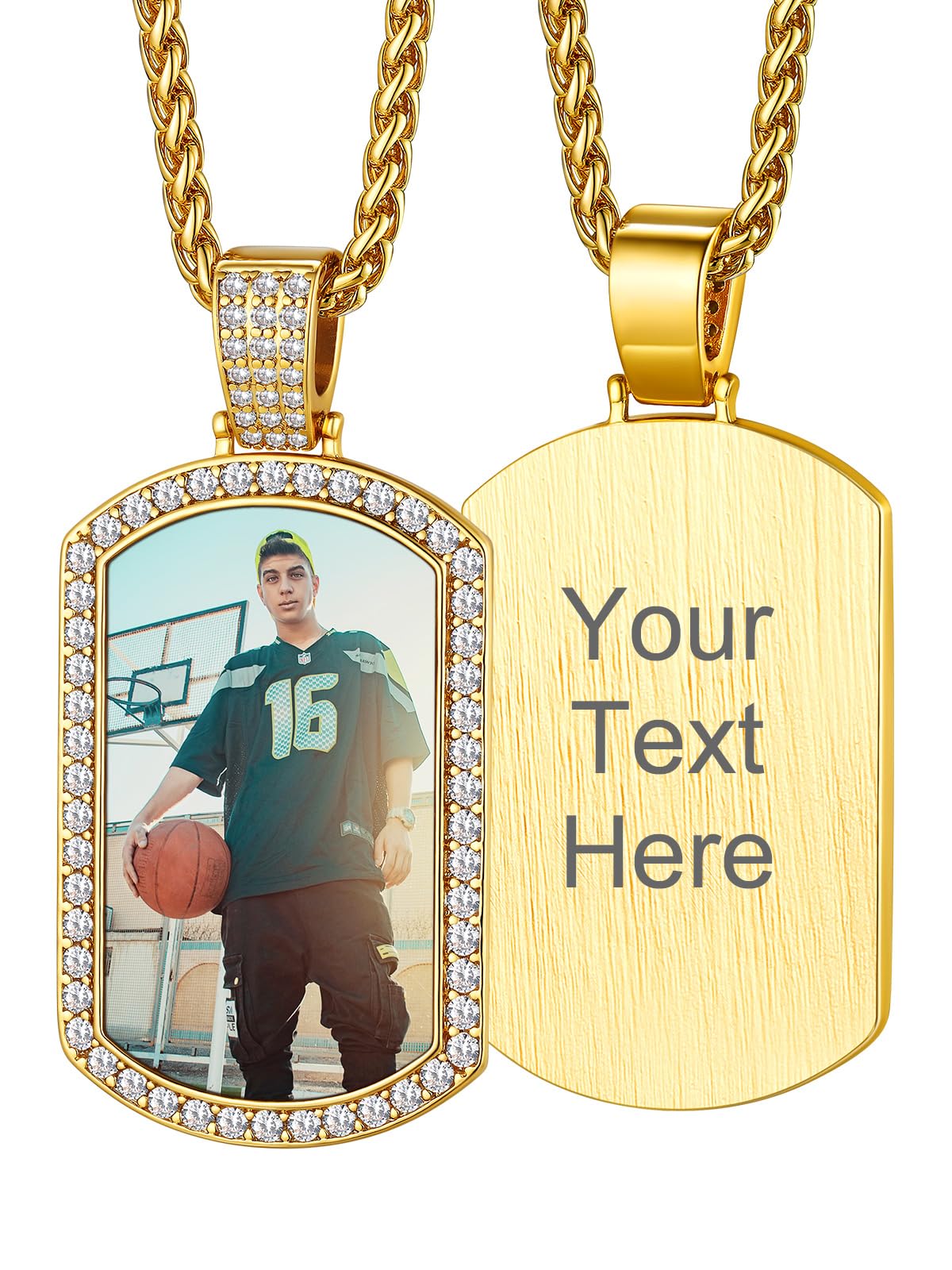 Custom4U Picture Necklace Personalized Photo Circle Chain for Men Women
