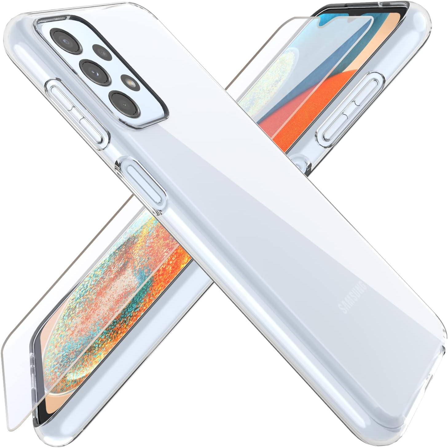 HTDELECCase for Samsung Galaxy A23 / M23 + [Pack of 2] Screen Protector, Transparent [Anti-Yellow] Mobile Phone Case Cover for Samsung Galaxy A23 / M23 - Transparent