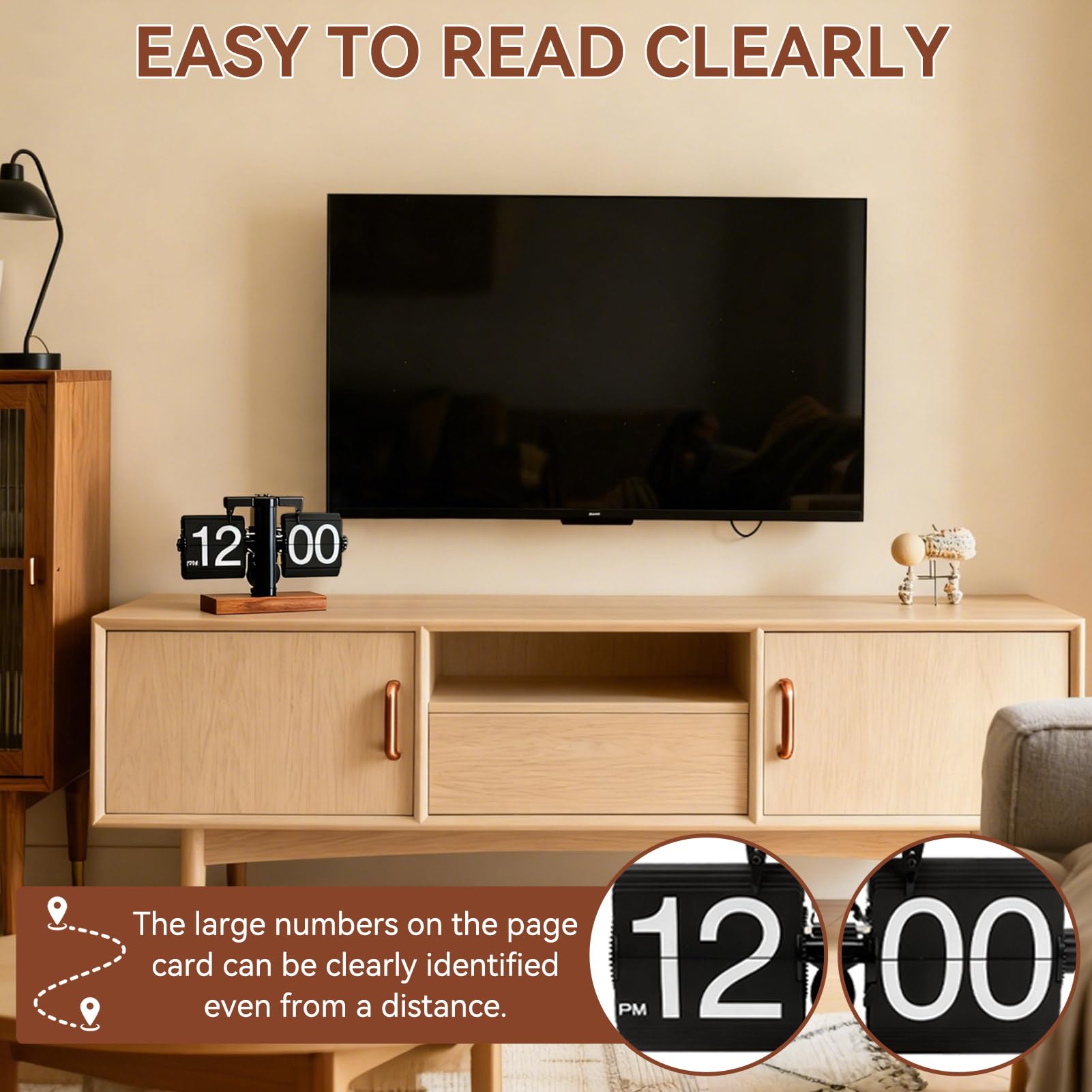 HERCHR Reloj con Tapa, Reloj De Escritorio con Tapa Retro, Reloj Mecánico Digital con Tapa hacia Abajo, Reloj De Mesa con Tapa Automática, Reloj Mecánico con Pilas para Decoración De(Negro Mate)