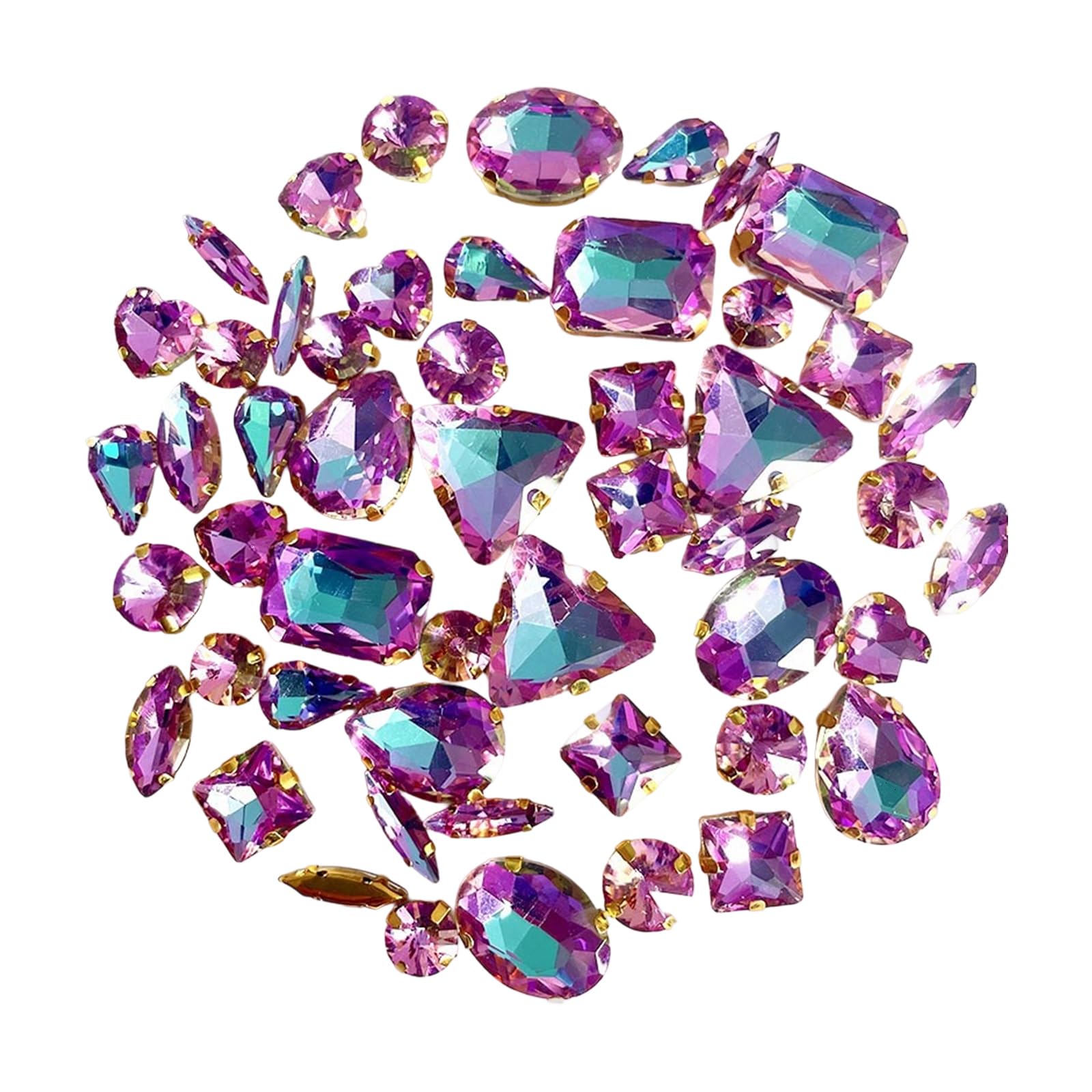 ZWWAAZHF 50Pcs Sew on Rhinestones for Craft Flatback Claws Glass Stone Sew on Crystal with Hole for Clothing Dress Jewelry Glass for Craft