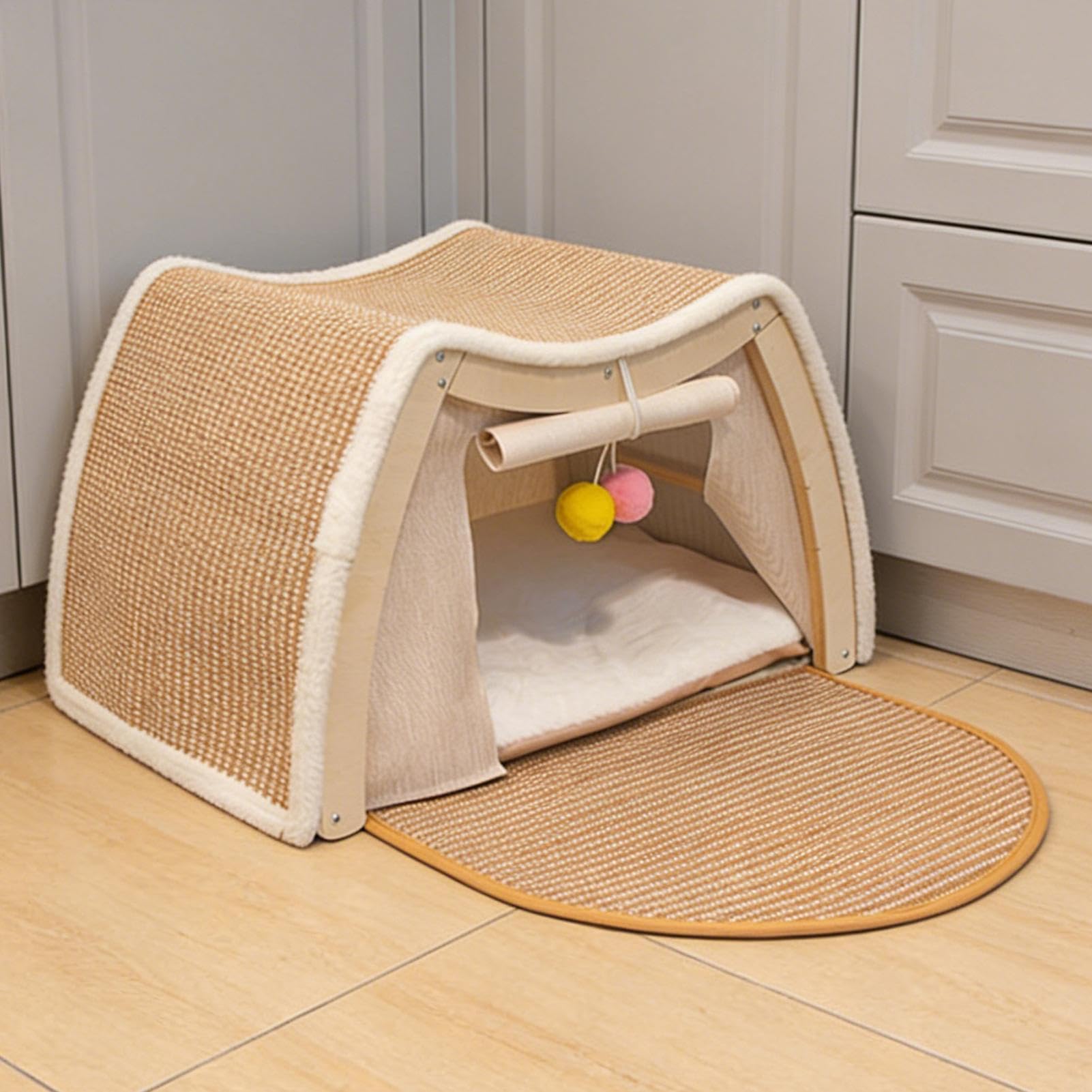 Tenda Cuccia Gatti Casa Riposo e Giochi con Tiragraffi in Sisal | Grande Cuccia Tana Per Gatti Adatta a Casa Interna, Camera da , Stanza Animali, e Pavimento Invernale