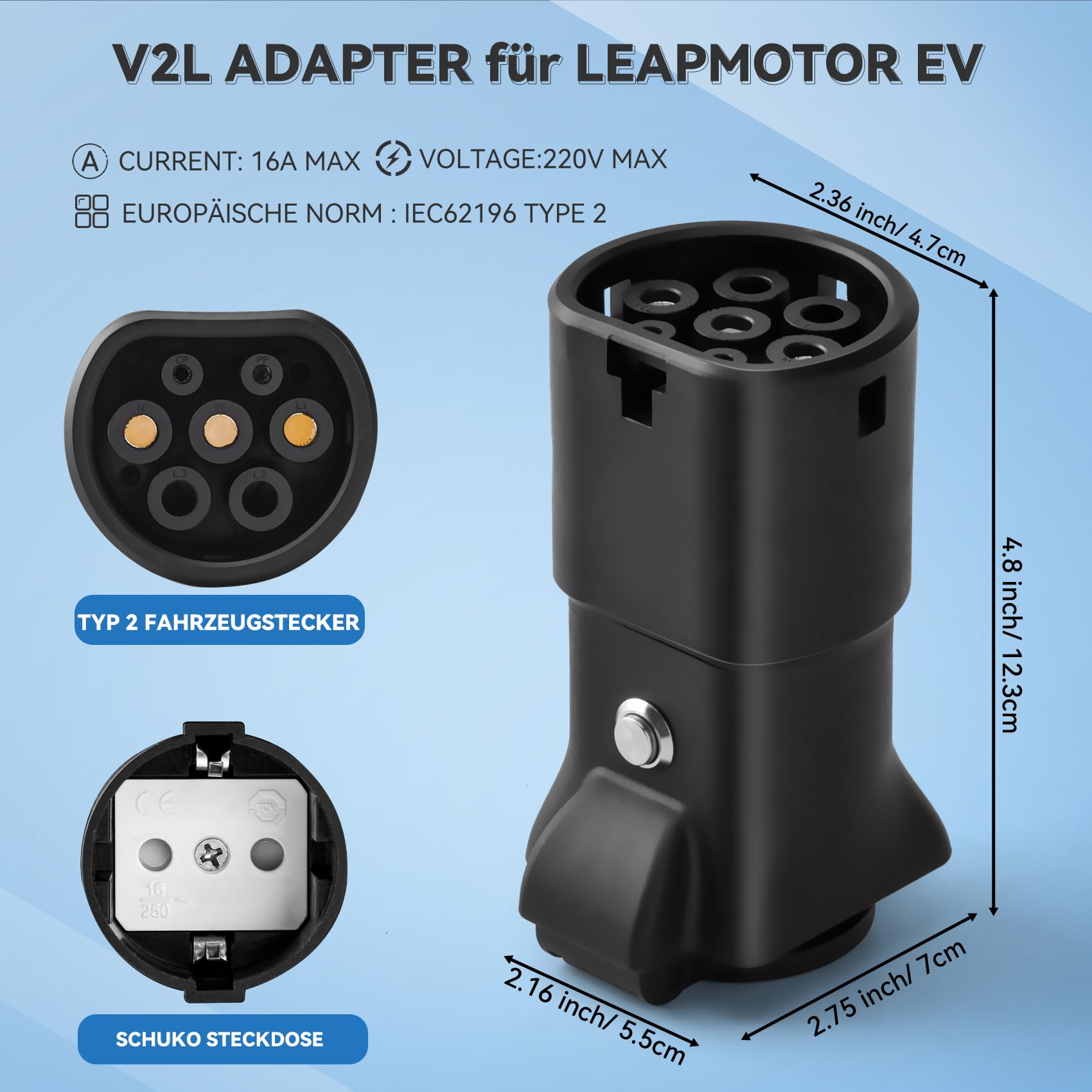 C16 Zubehör JULIK V2L Adapter Für C16 – 3,5KW Stromabgabe Für Camping, Notstrom & Outdoor Leapmotor C10