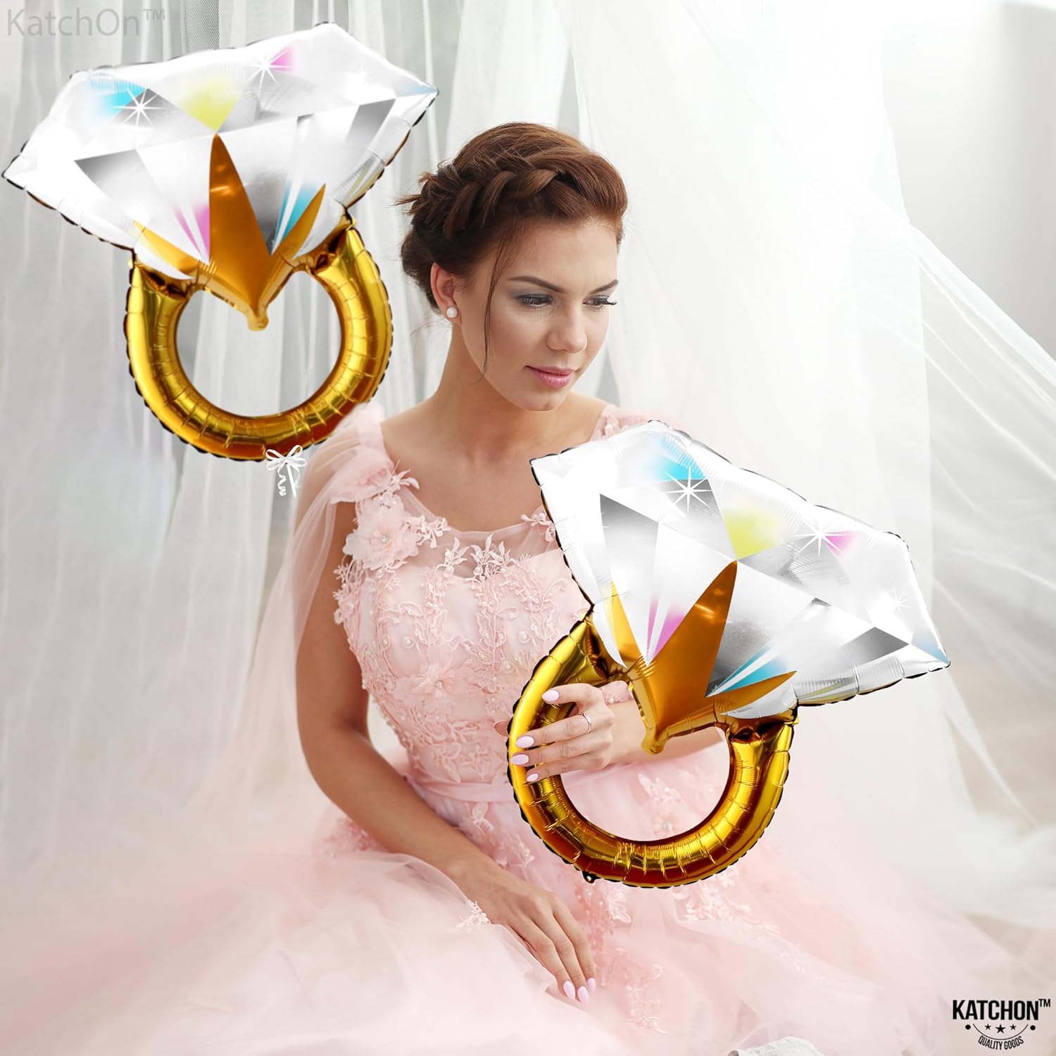 Globos De 5 Piezas, Anillo De Amor De Sr. Y Sra. Con Diamantes Y 2 Corazones Dorados Para Novios, Boda Romántica
