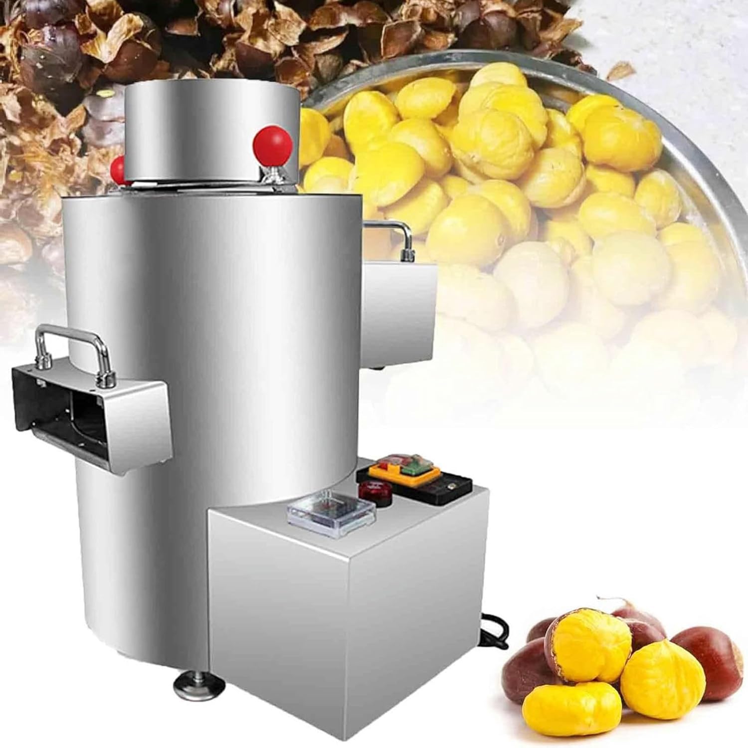 Qiang Máquina Peladora De Castañas 40 Kg/H Máquina Comercial para Quitar Piel Castañas Eléctrica - 16 Cuchillas - Temporizador + Timbre,para Muchos Tamaños Castañas,220V