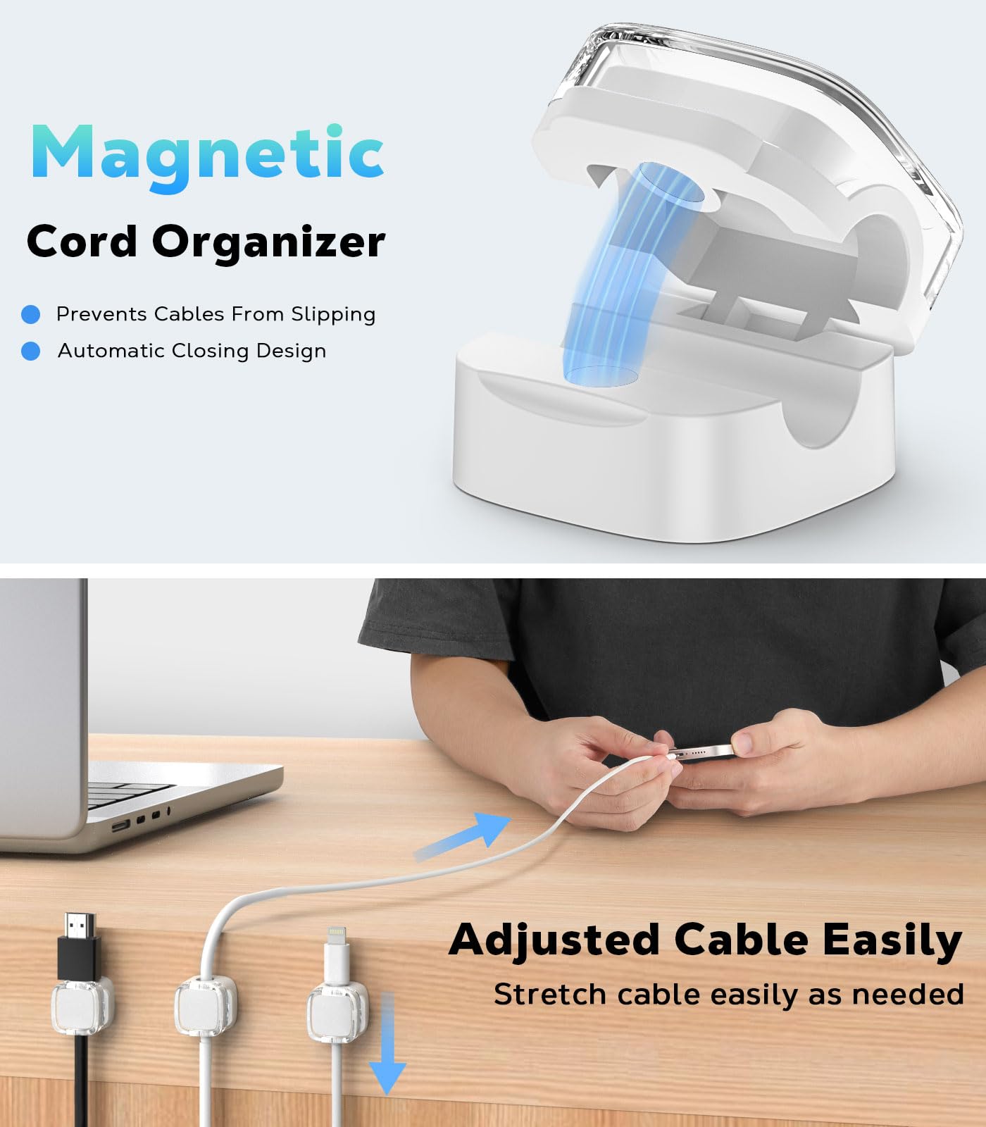 Snapklik.com : 6 Pack Magnetic Cable Clips, Under Desk Cable Management ...