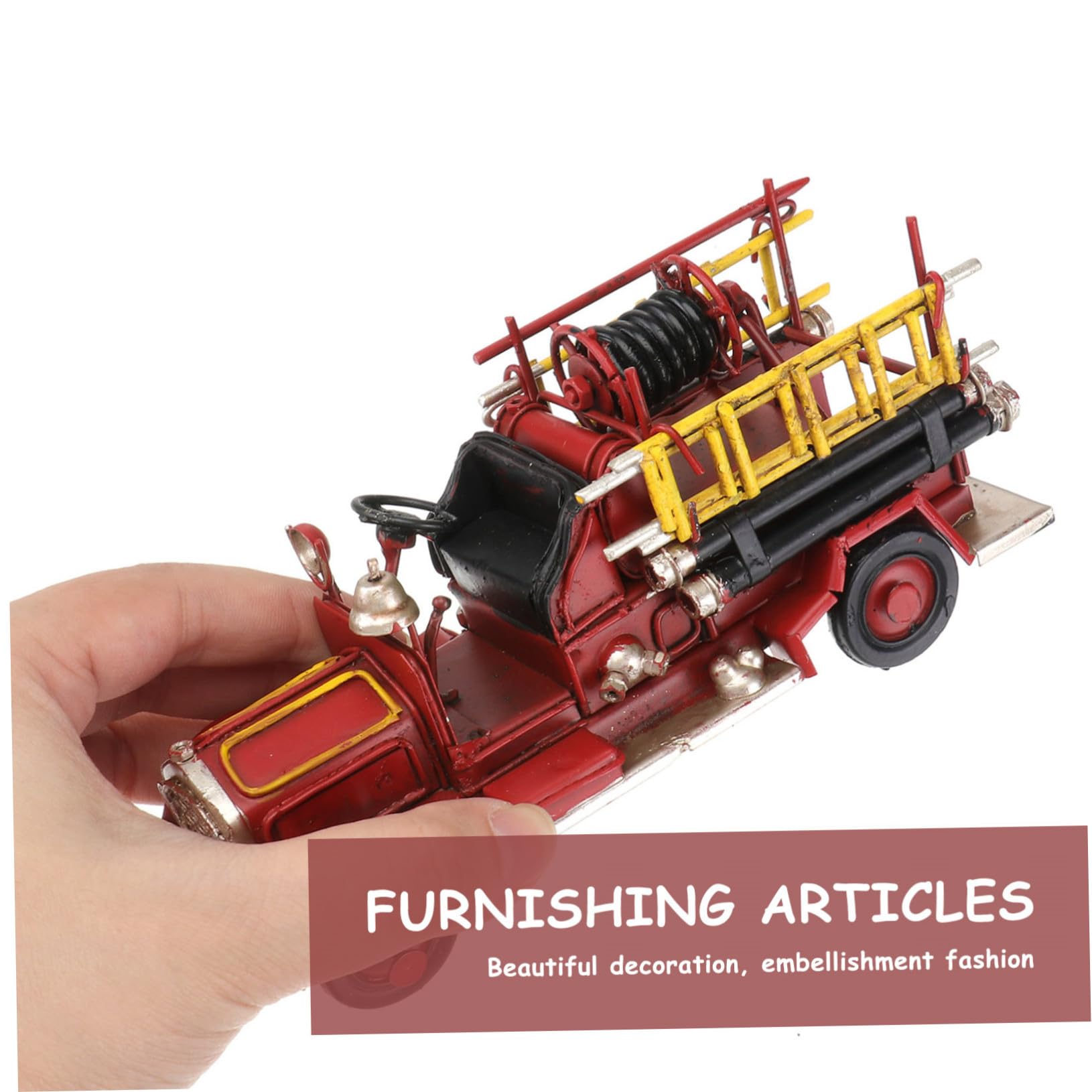 Europäisches Vintage Feuerwehrauto Modell aus Schmiedeeisen Kreative Rote Tischdekoration Rustikale Metallkunst für Zuhause und Büro Geschenk für Feuerwehrmann und Sammler