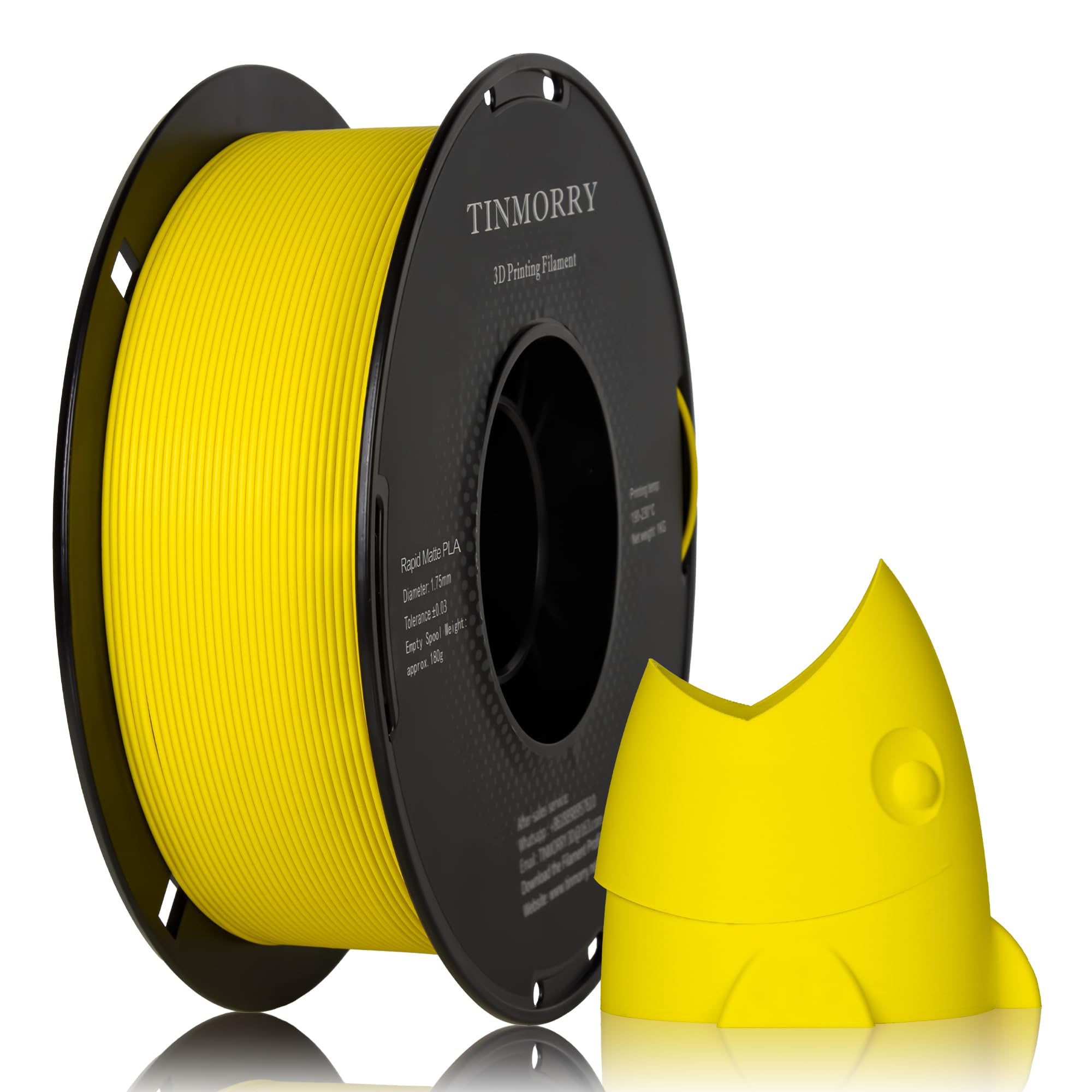 TINMORRY Matte PLA Filament 1.75mm, Matte Surface 3D Printer Filament, Compatible with Bambu Lab FDM 3D Printers, 1 KG Spool (2.2 lbs), Matte Yellow