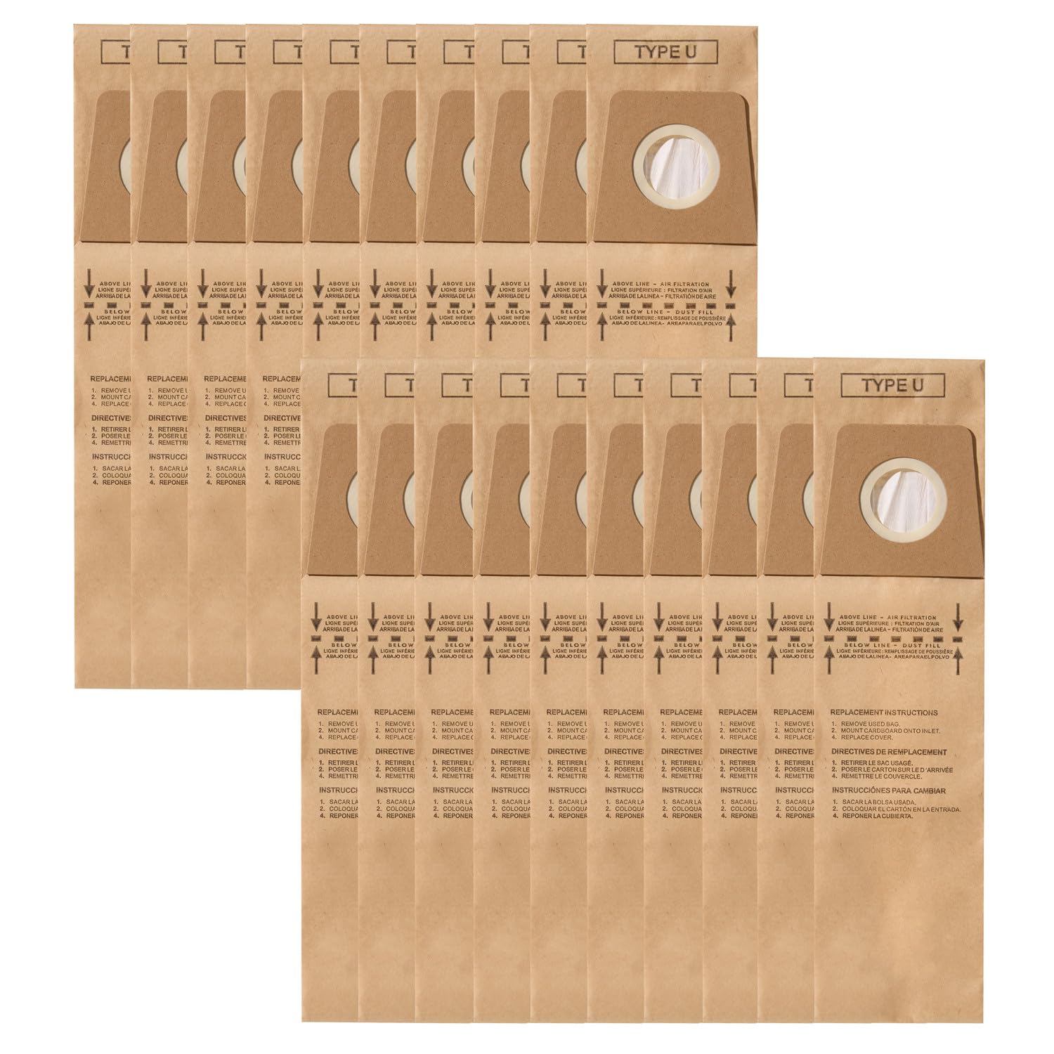 Bolsas de papel Dirt Devil tipo U para aspiradora vertical, repuesto compatible de 20 unidades 8