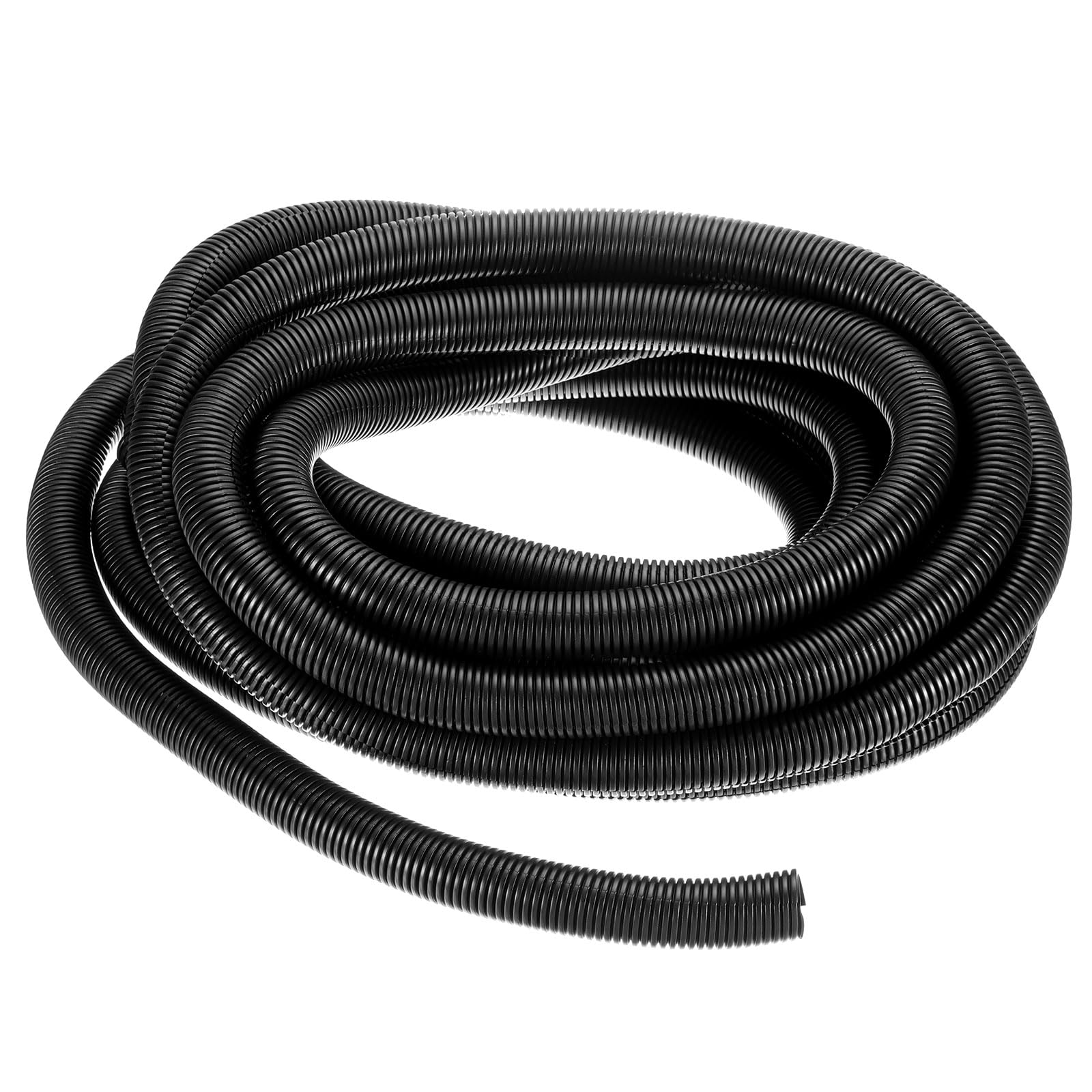 sourcing map 7/8 Inch x 33 Ft Split Wire Loom Tubing, Guard Convoluted Flex, Protective Split Cable Conduit, Flexible Wire Protector Tubing, Electrical Cord Cover, Black โ image 1