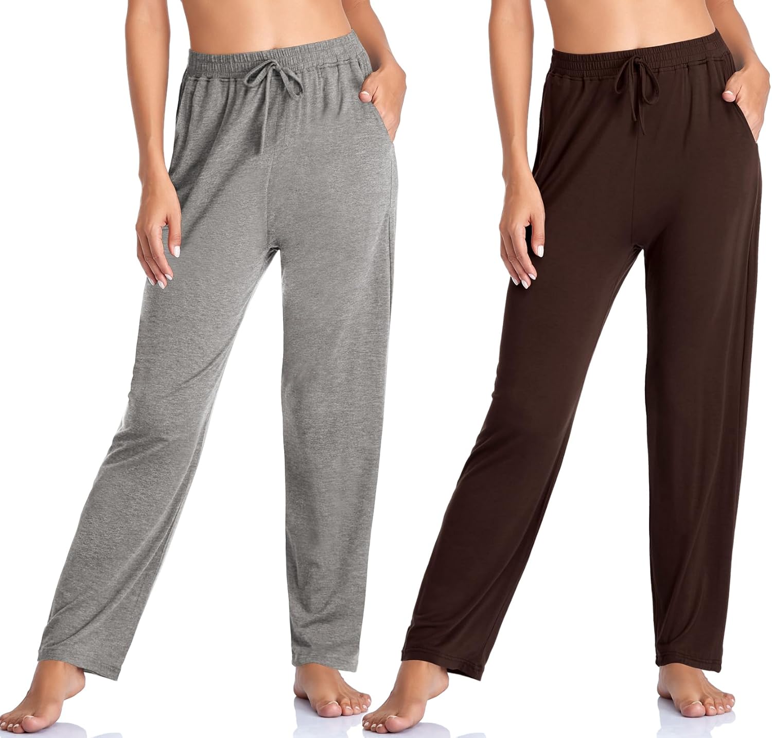 Envlon Women's Yoga Pants with Pockets Comfy Stretch Loose Wide Leg Casual Pants Breathable Running Workout Lounge Pants