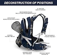 Vista 4 de IX INOXTO Mochila de hidratación de 20 L, impermeable, con marco interno para senderismo, con bolsa de agua de hidratación de 2 litros y cubierta