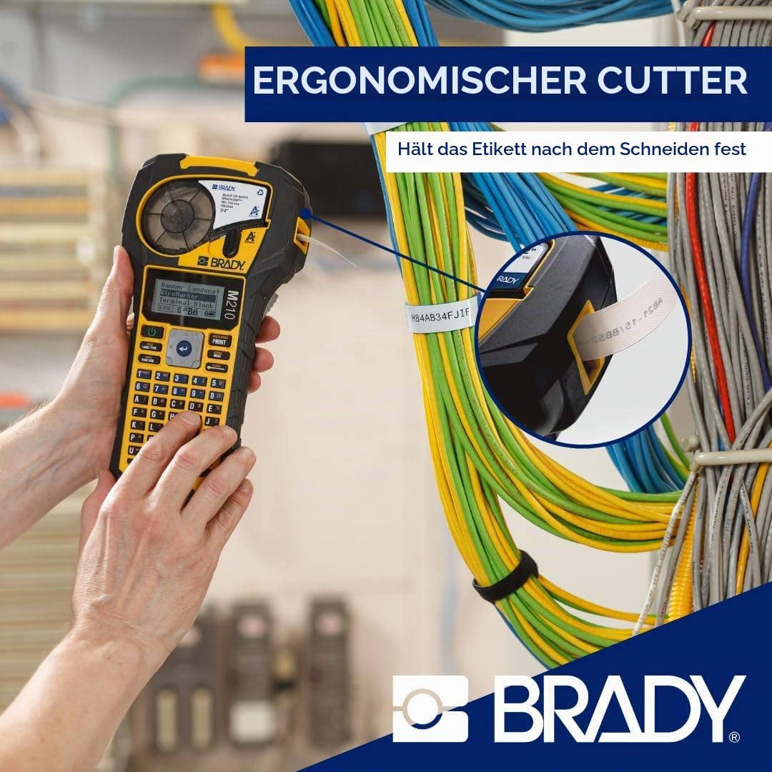 Brady M210 tragbare Etikettendrucker - Beschriftungsgerät & portable Label Printer - Etikettierer Drucker Gerät für Etiketten & beschriften - inkl. 1 Etikettenpatrone - ersetzt BMP21-PLUS