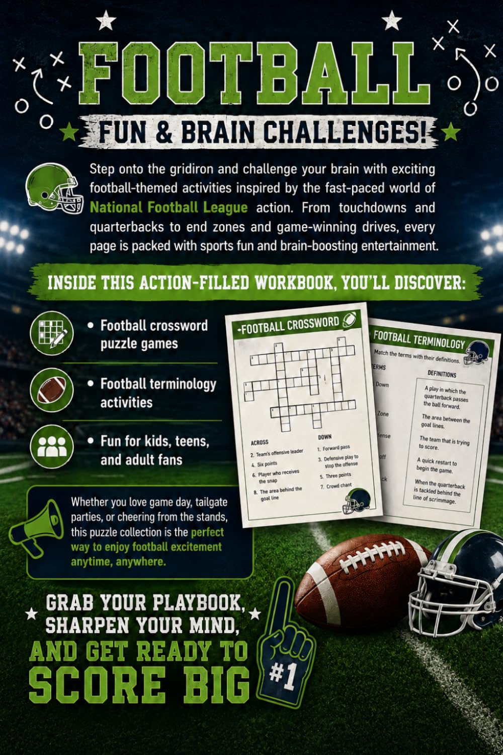 American Football Game Day Playbook: Puzzles, Trivias and Brain Games
