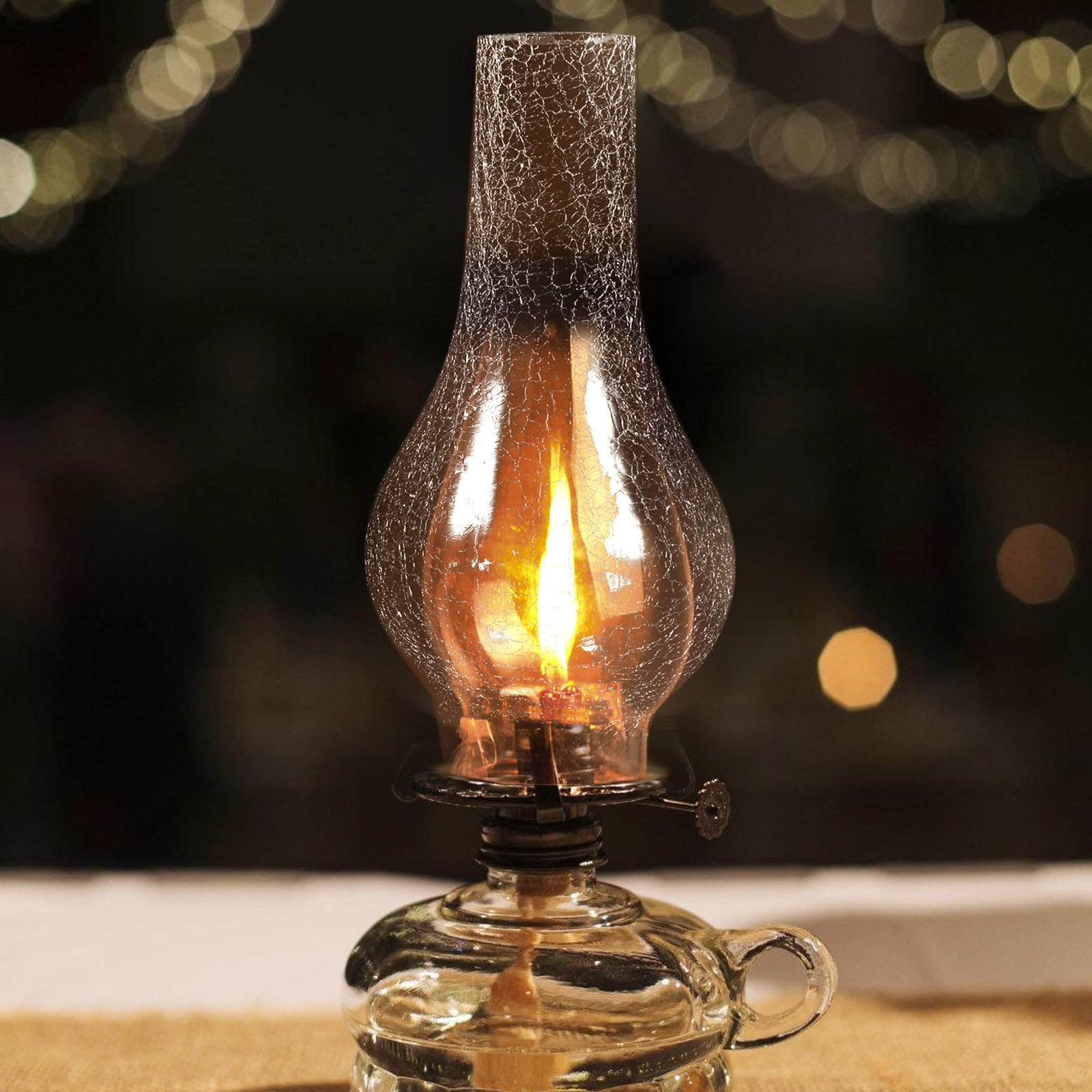 Lampada a Olio in Vetro Antico Apertura 75mm, Antivento