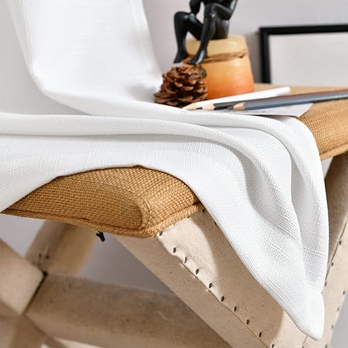 Miniatura 7 de COLLACT Juego de cortinas de cocina con textura de lino, cortinas cortas blancas para ventana de cafetería, 24 pulgadas de largo, para baño,
