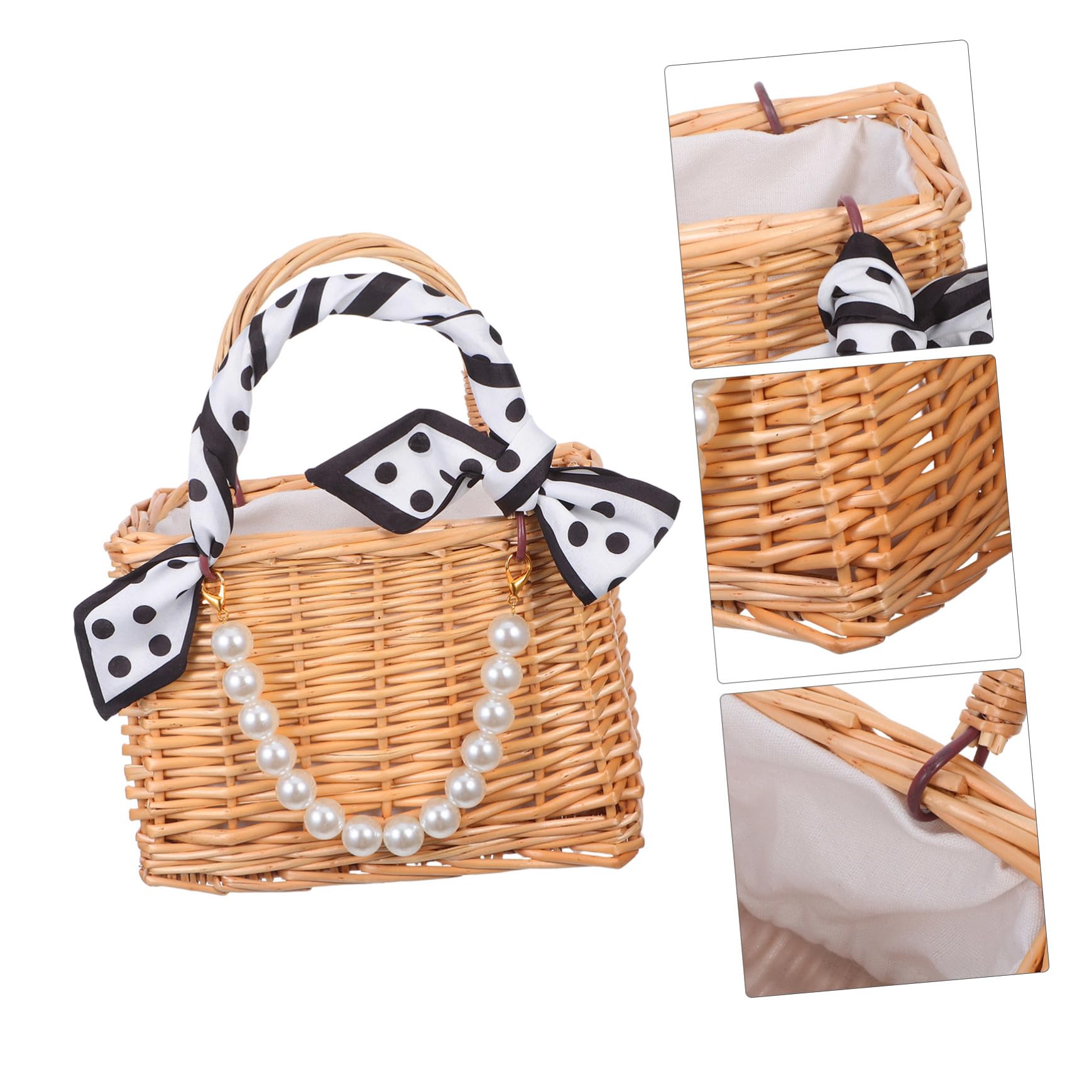 POPETPOP Panier Tressé Main Rotin Cabas Anse Panier de Demoiselle Honneur Décoratif pour Mariage et Plage