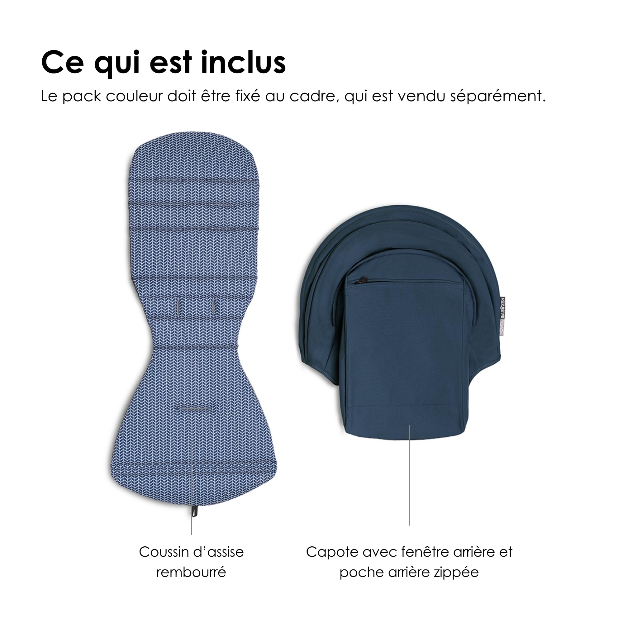 Pack couleur BABYZEN YOYO 6+, Bleu Air France - Textile uniquement: Coussin d’assise, capote assortie et poche arrière zippée - Requiert un cadre ​​YOYO2 (vendu séparément)