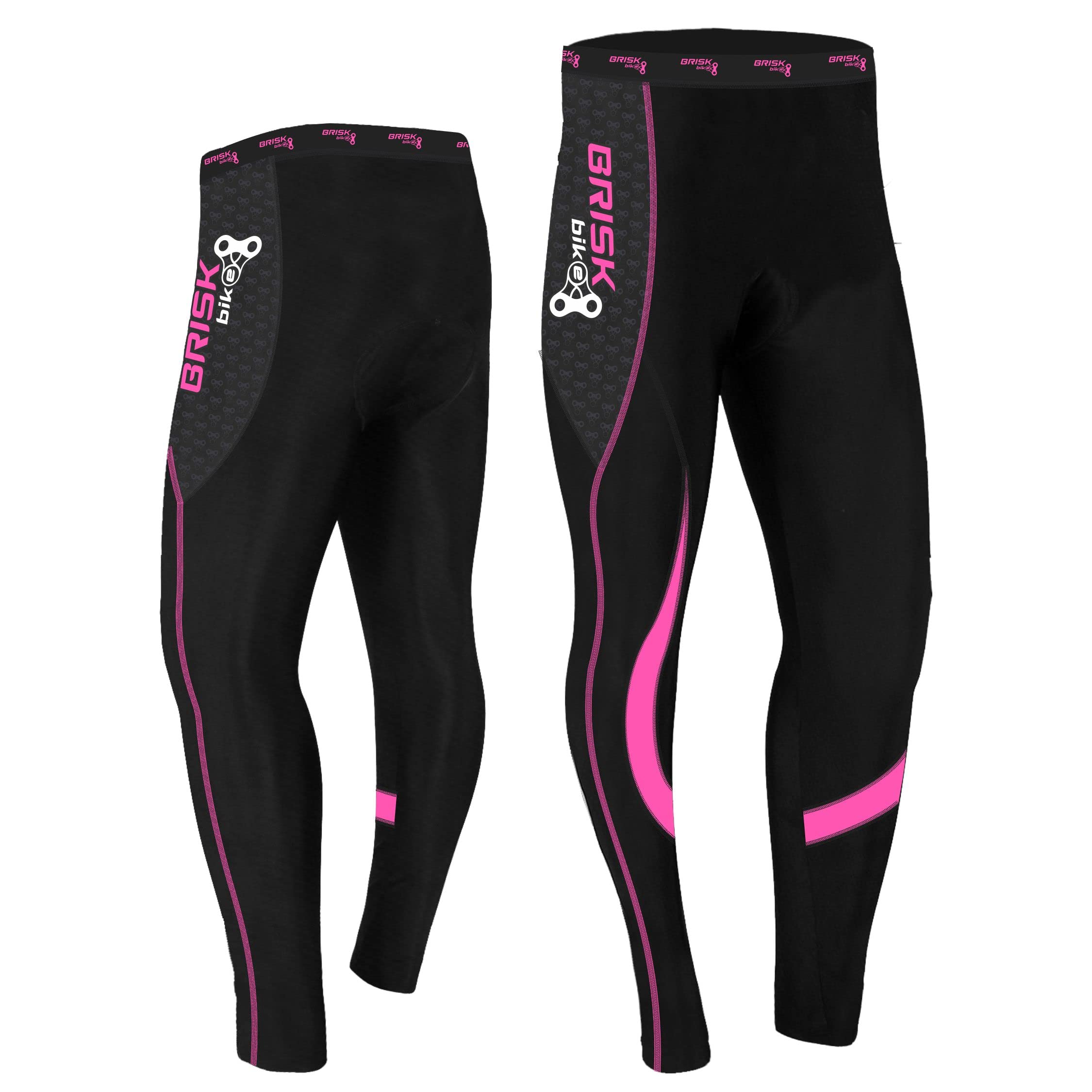 Brisk Bike Pantalons de Cycliste Femme Collants de Cyclisme rembourrés Cool Max Extensibles avec Fermetures éclair réfléchissantes pour Le Cyclisme