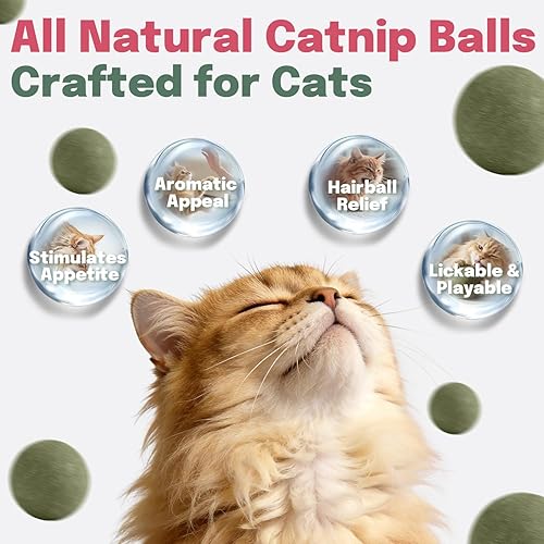 Miniatura 2 de Pelotas de nip para gatos, 4 bolas de hierba gatera y 2 bolas de frutas de agalla, juguetes de bolas de hierba gatera para gatos de interior