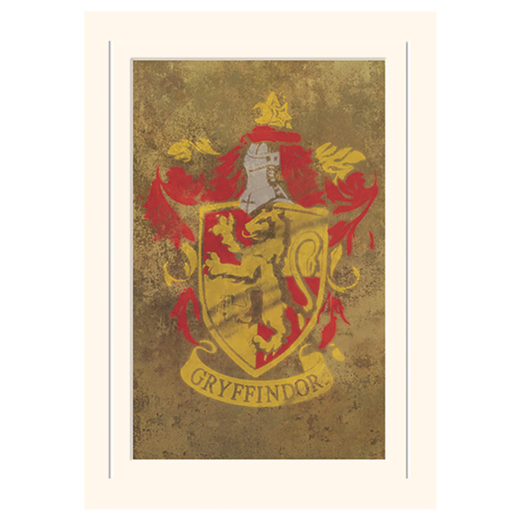 Pyramid International Harry Potter Gryffindor Crest Mounted Print Memorabilia, Multi-Colour, 30 x 40 x 1.3 cm
