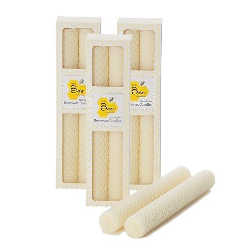 Miniatura 8 de 8 Inch Hand-Rolled Beeswax Taper Candles - Little Bee of Connecticut Single Pair