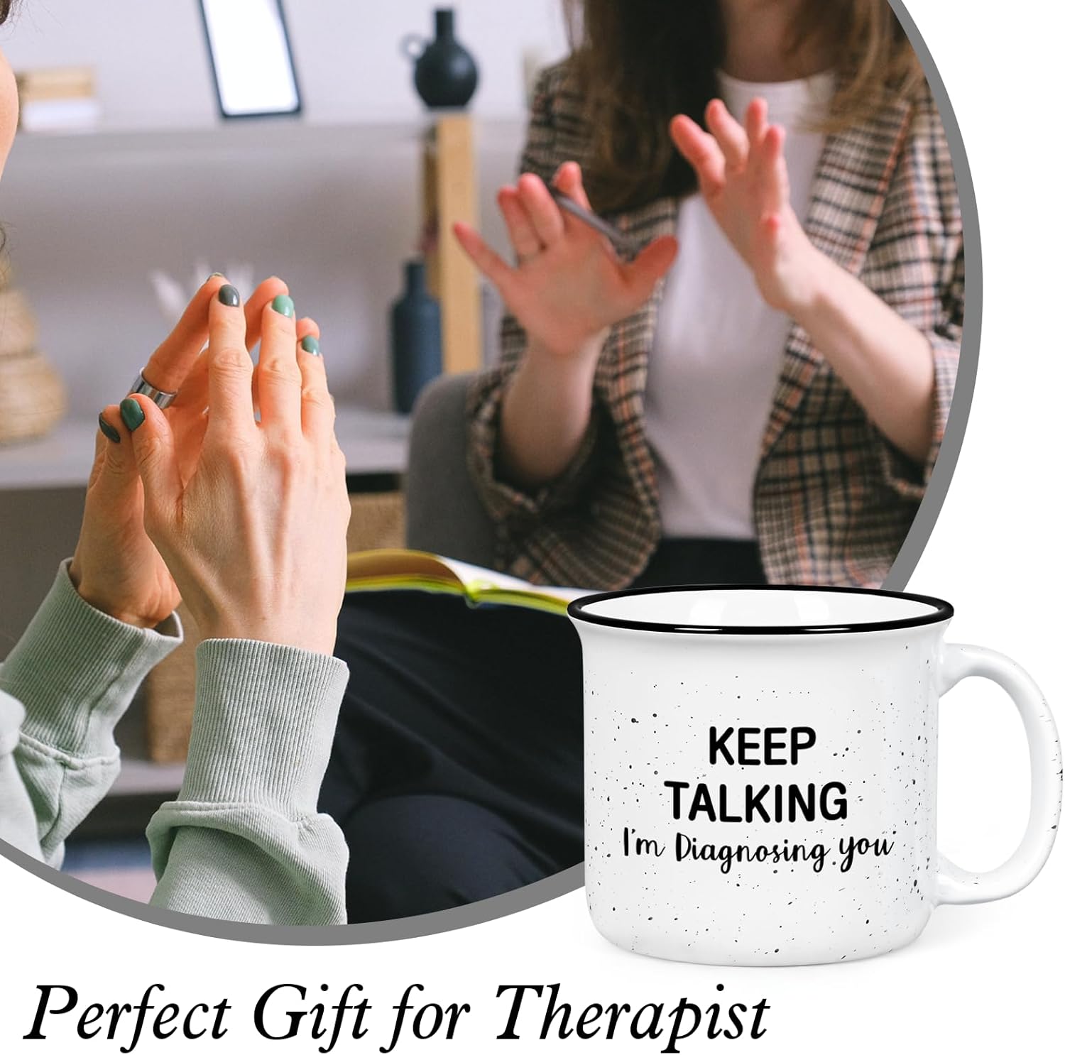 YHRJWN Therapist Gifts, Keep Talking I'm Diagnosing You Mug, Psychologist School Counselor Doctor Gifts, Mental Health Gift, Birthday Christmas Gift for Coworker Friend, 15 Oz - Image 4
