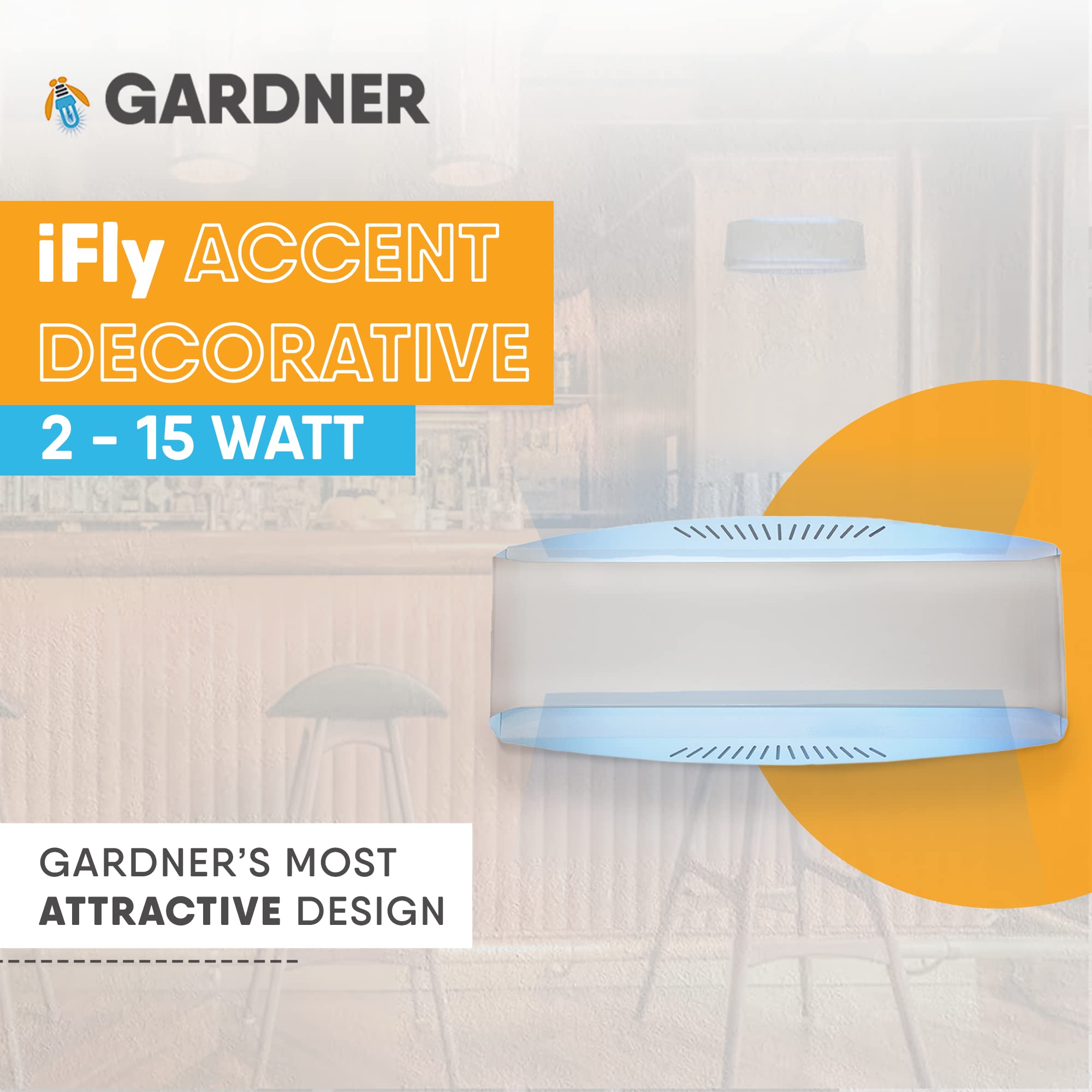 Gardner iFly Accent Decorativo, trampas para moscas en interiores para el hogar, luz de insectos en interiores, trampas para moscas en interiores, atrapadores de insectos en interiores, trampa para