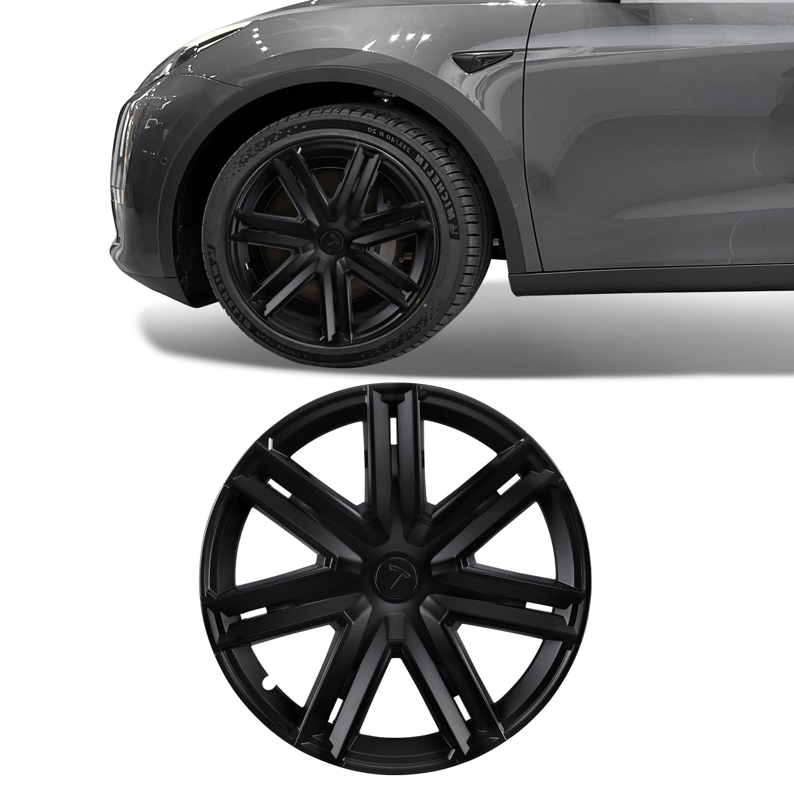 Photo 1 of BASENOR Tesla Model Y Wheel Cover 19 Inch Hubcap Single Replacement Hub Cap Rim Protector Matte Black 2020-2024 Model Y 19'' Thunder