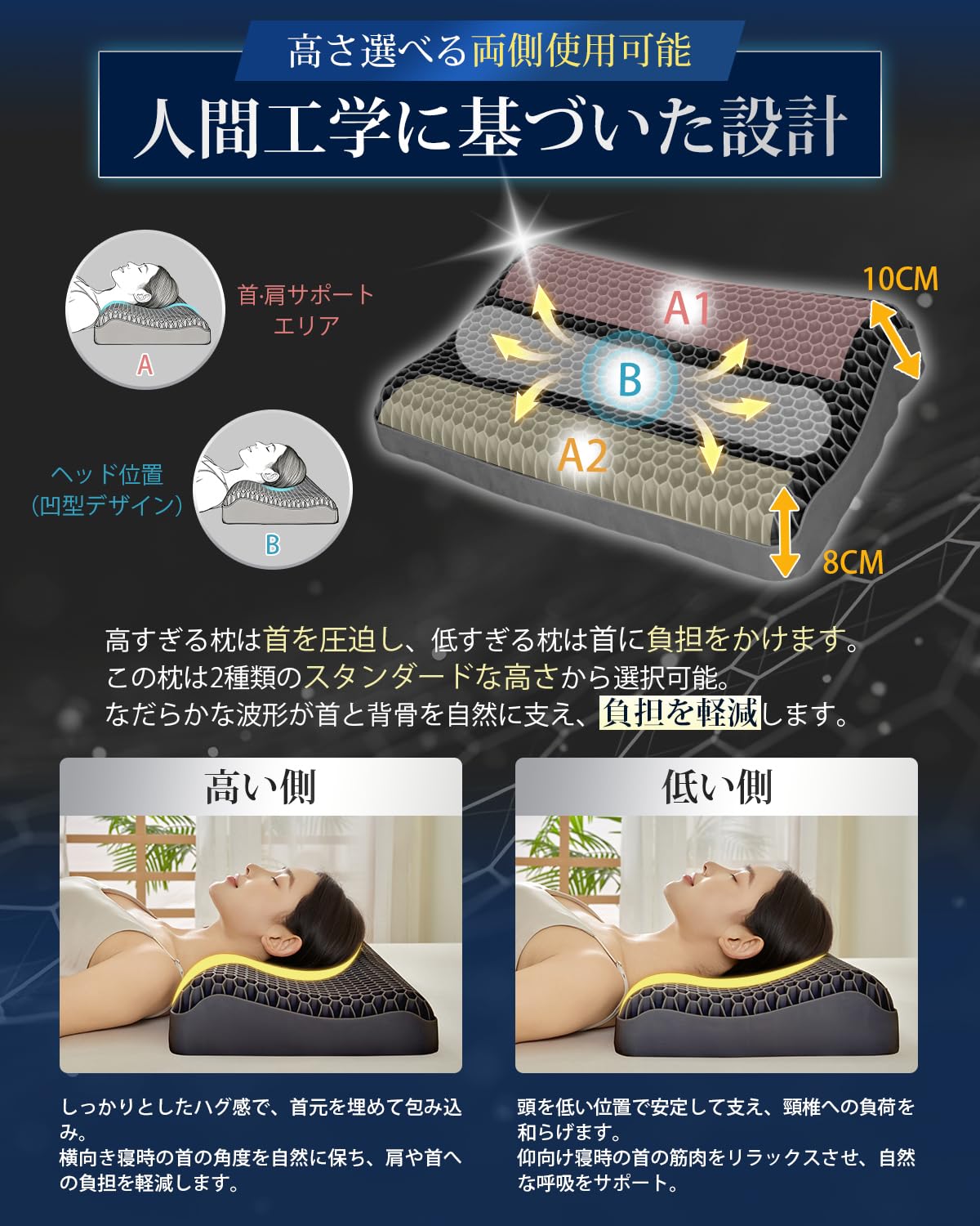 Amazon｜CIROM 枕 まくら 首が痛くならない 【高機能TPE×ハニカム構造