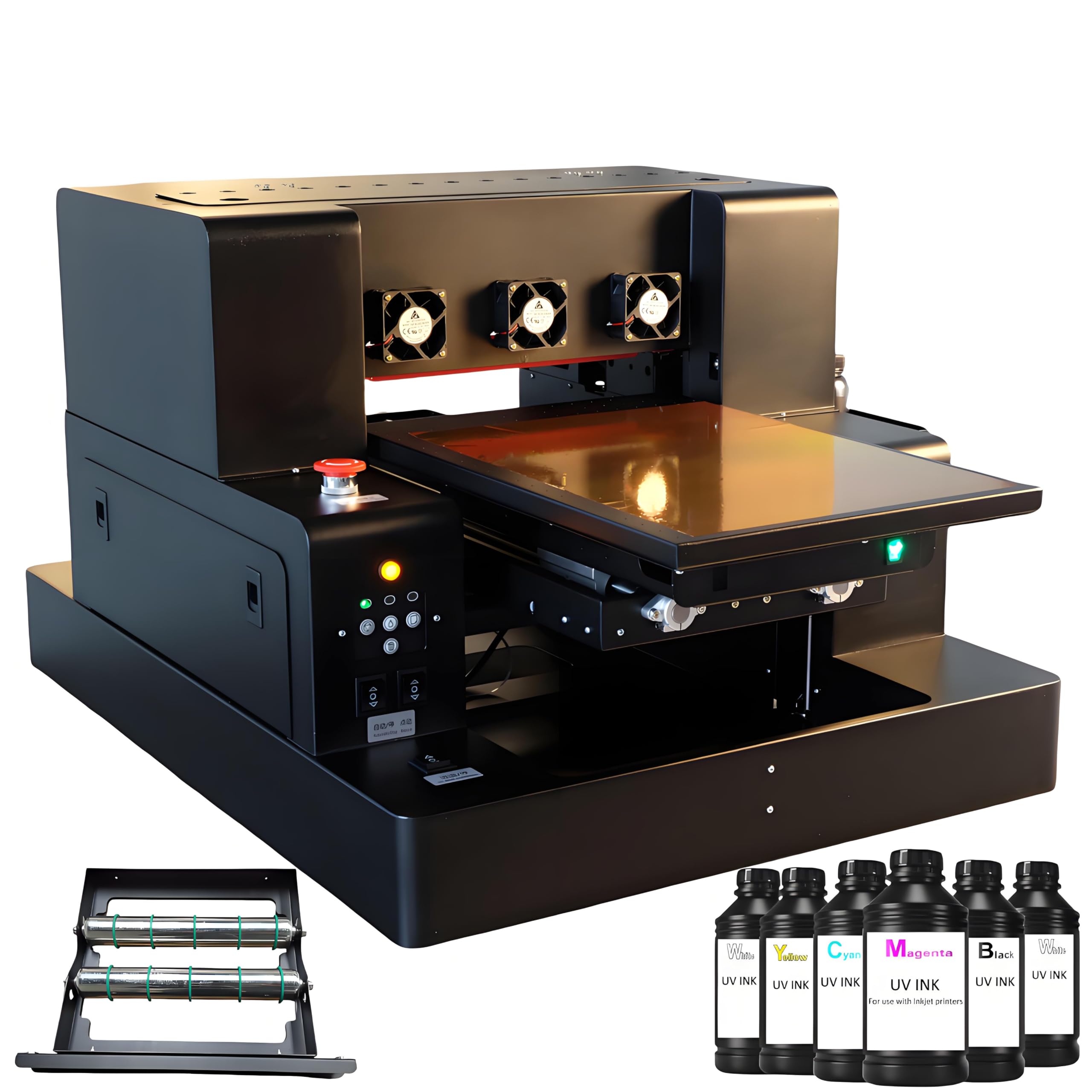 A4 UV Stampanti a Getto d'inchiostro Multifunzione,Formato A4,Automatica Stampante a Cartuccia d’inchiostro,Vernice/DTF,per Delle Custodia del Telefono/Bottiglie/PVC contiene Inchiostro