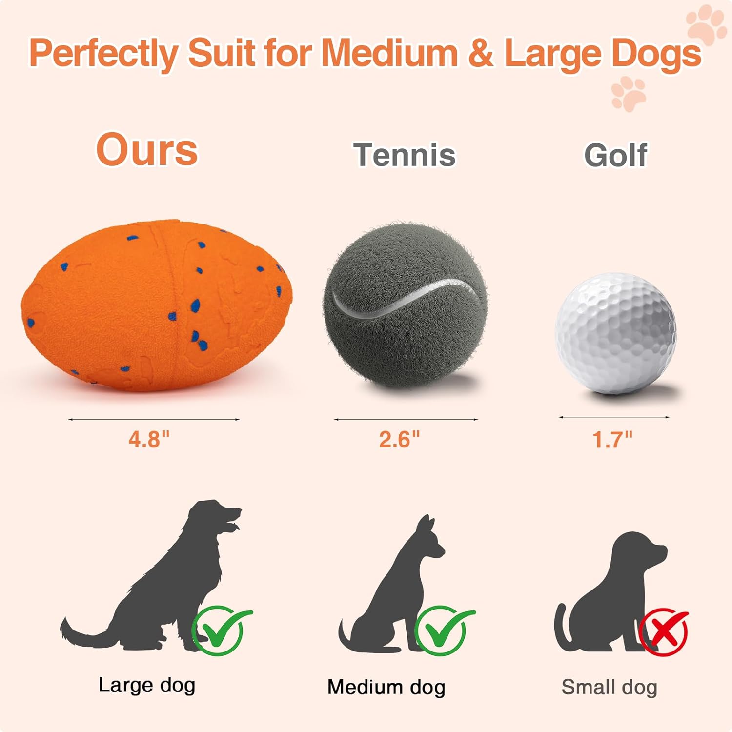 Smart Interactive Dog Toy, Pet Ball Toys Automatic Moving Bouncing and Rotating, Solid E-TPU Material, IPX7 Waterproof Active Rolling Balls for Small, Medium and Large Dogs(Vorange)