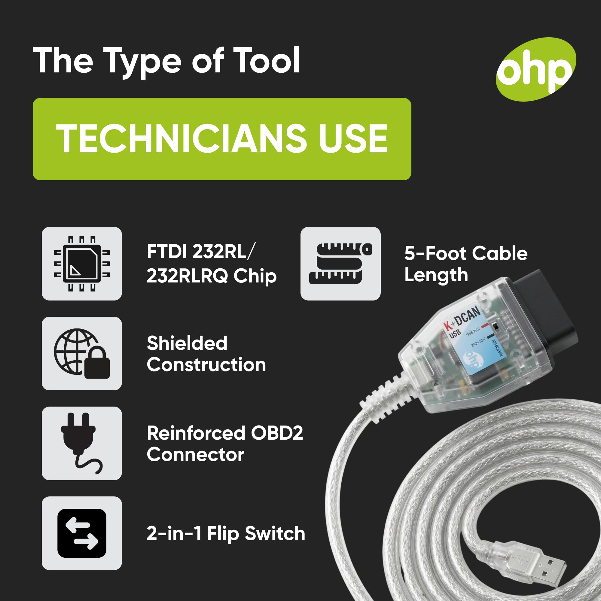 K DCAN Bimmercode USB OBD2 Cable for BMW Coding | ISTA+ INPA