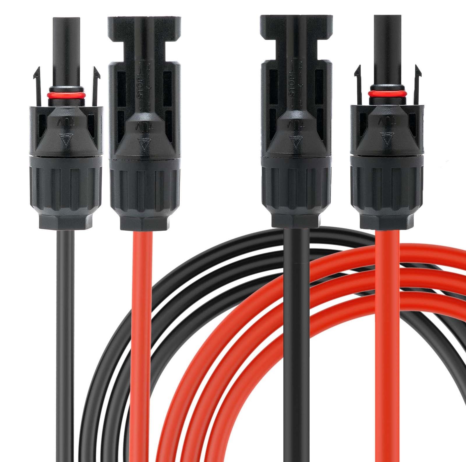 MC4 Cavo di prolunga solare, 10 AWG, 9,1 m, con connettori maschio e femmina, kit adattatore per cavi da 10 gauge (6 mm²) per pannelli solari