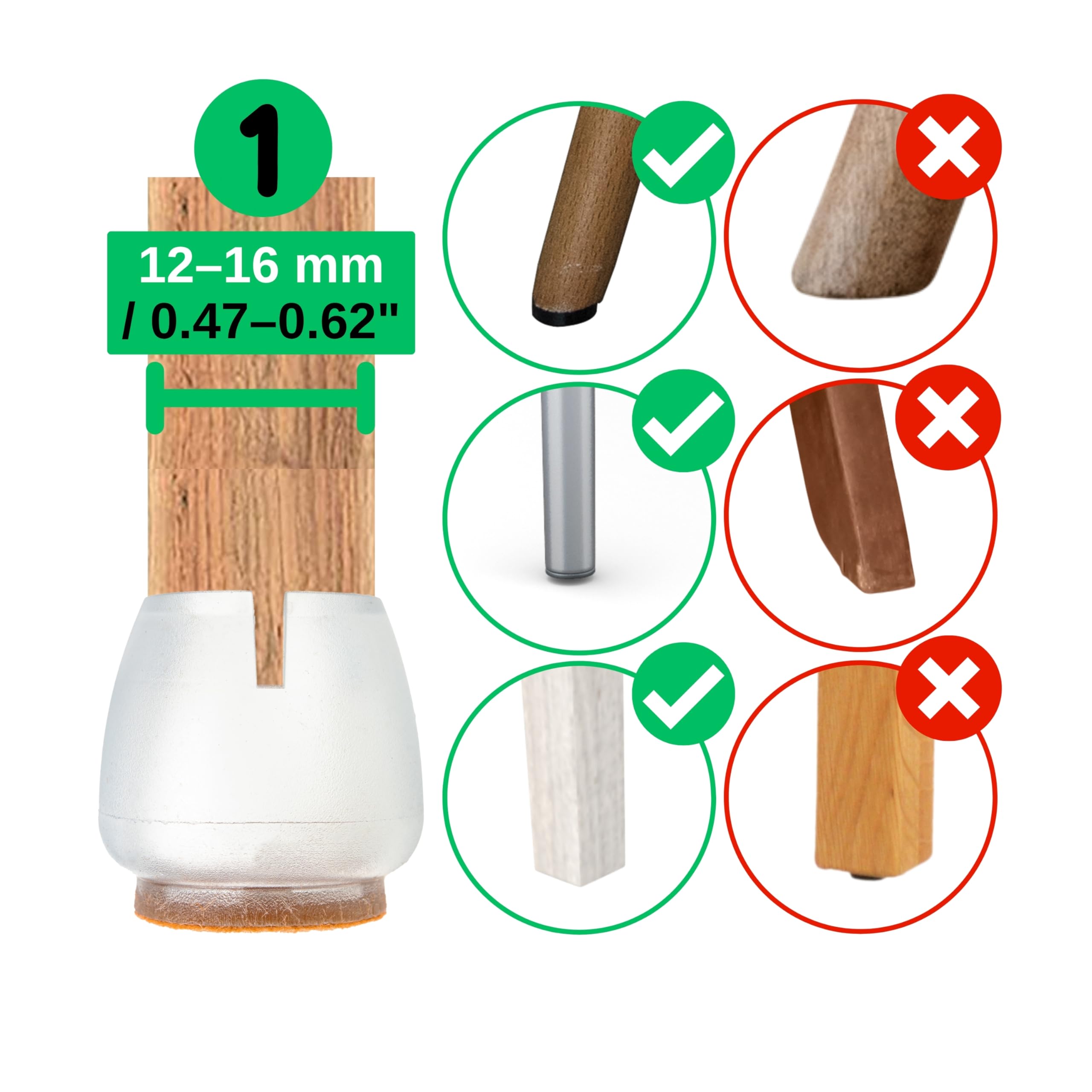 Bambooï 24 Stuks Stoelpoot Beschermers – Viltjes Stoelpoten – 17-21 mm