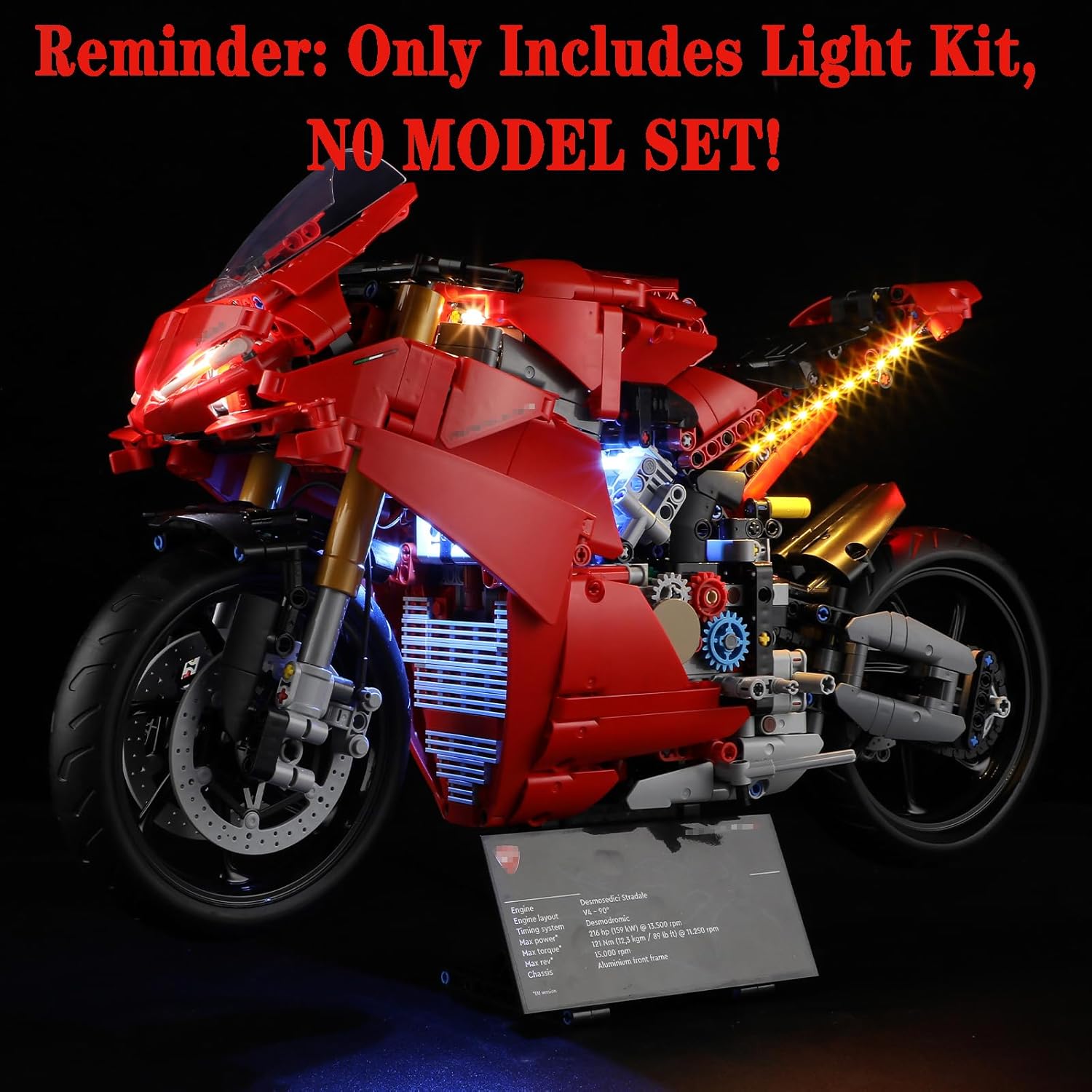 LED Light Set Compatible with Lego 42202 Ducati Panigale V4 S Motorcycle Technic Building Blocks Model - Model Set NOT Included