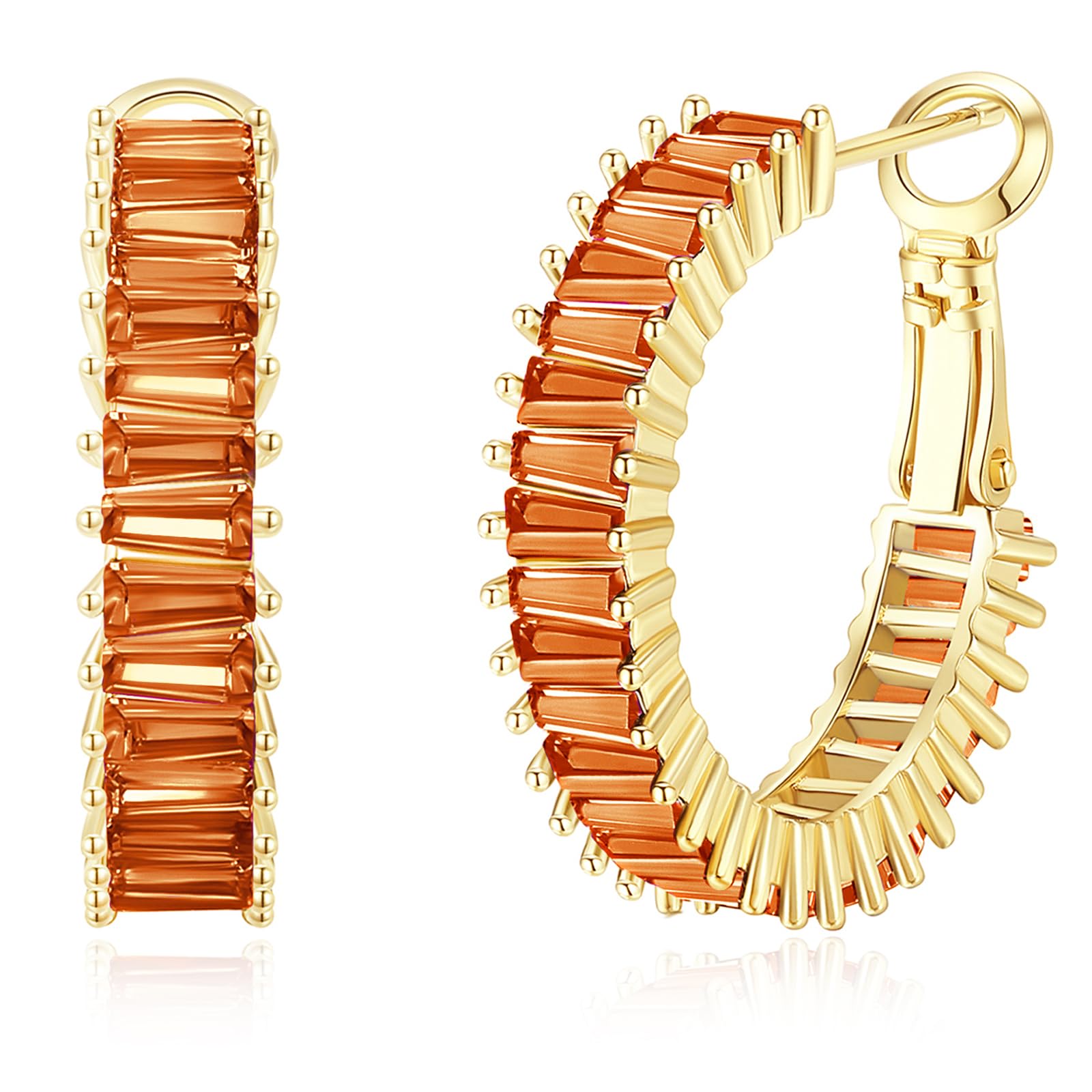 Trendy CZ Gold Hoop Earrings for Women, Lightweight Chunky Silver Earrings for Women 14K Real Gold Plated Hoops Earrings Hypoallergenic Earrings Jewelry