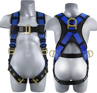 TRSMIMA ANSI Z359.11 Approved Full Body Safety Harness with Breathable Padded Shoulders & Back D-Ring for Fall Arrest, Roofing & Climbing