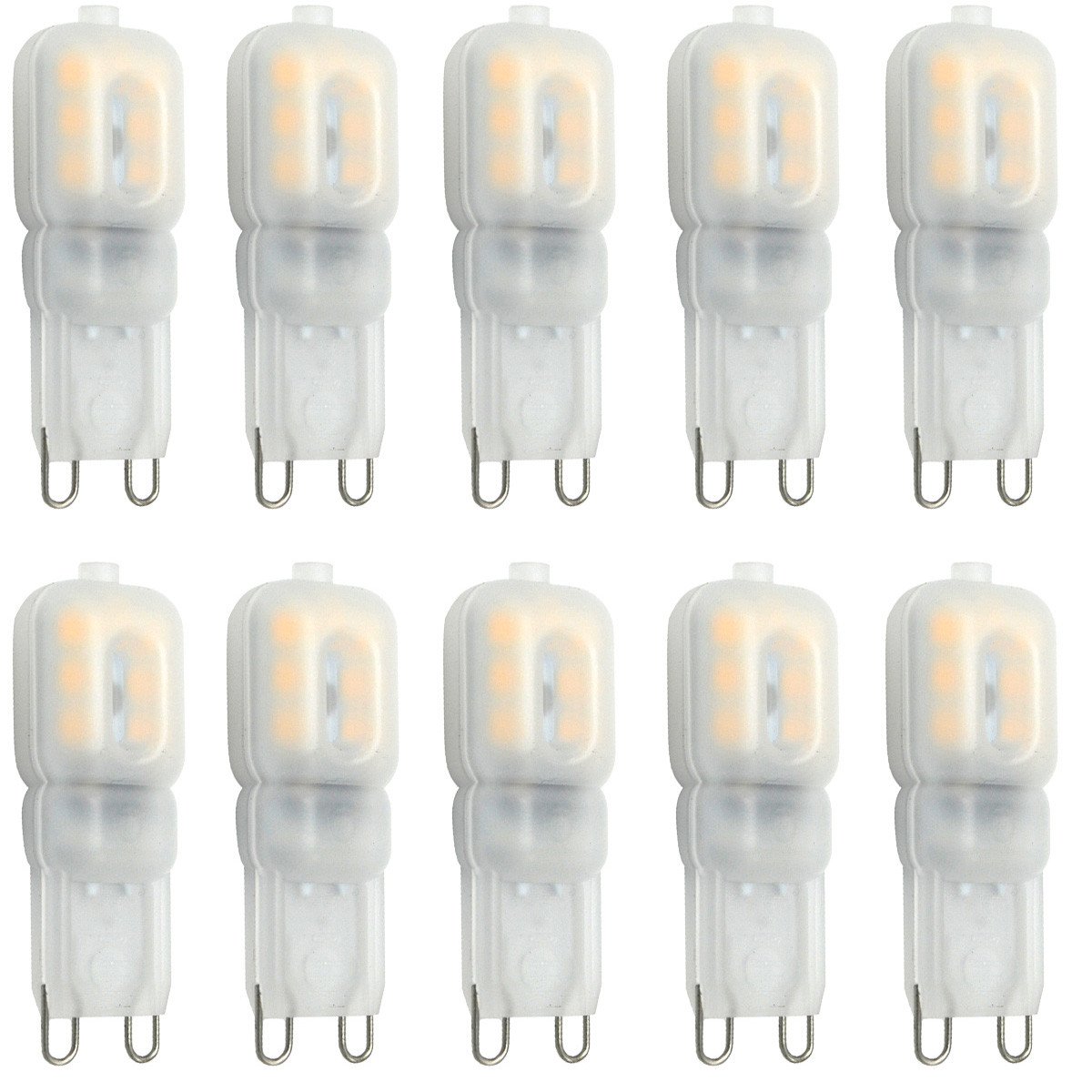 Aoxdi G9 Lamp Dimmable LED Bulb 2.5W, Warm White, 2835 SMD G9 LED Light Dimmable, AC 220-240V, 10-Pack (Warm White)