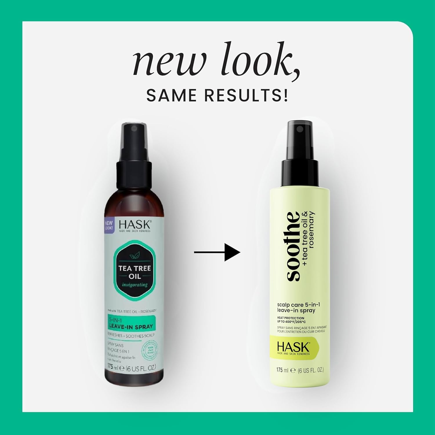 HASK Invigorating TEA TREE OIL 5-in-1 Leave In Conditioner Duo (6oz-Qty 2) & Deep Conditioner Packette, Aluminum-Free, Sulfate-Free, Paraben-Free, Color Safe, for All Hair Types - Image 2