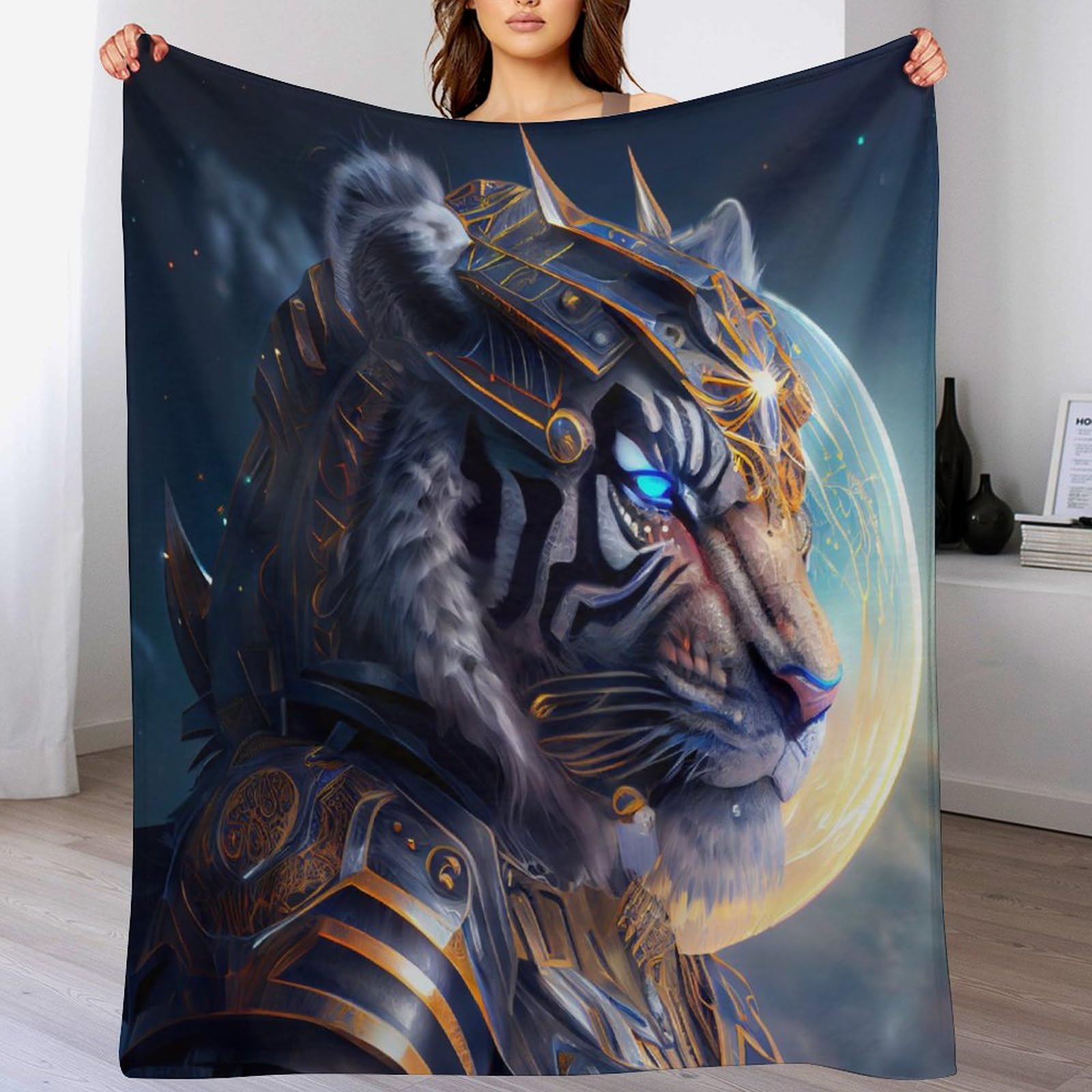 Couverture canapé tigre en flanelle chaude et ultra douce 130x150cm