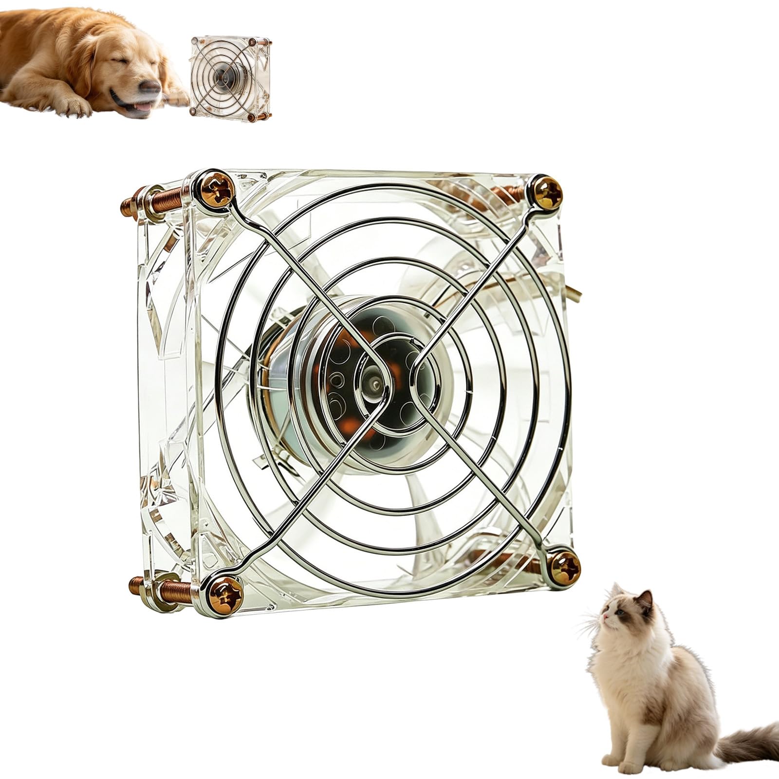 Pet Crate Fan for Cooling Dogs and Other Pets Quiet Portable Battery Fan 5 Cooling Speeds Battery Operated & USB Powered (White Without light)