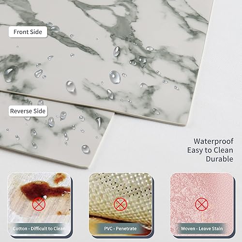 Miniatura 3 de Juego de 6 manteles individuales de cuero, manteles individuales de mármol para mesa de comedor, resistentes al calor, manteles individuales