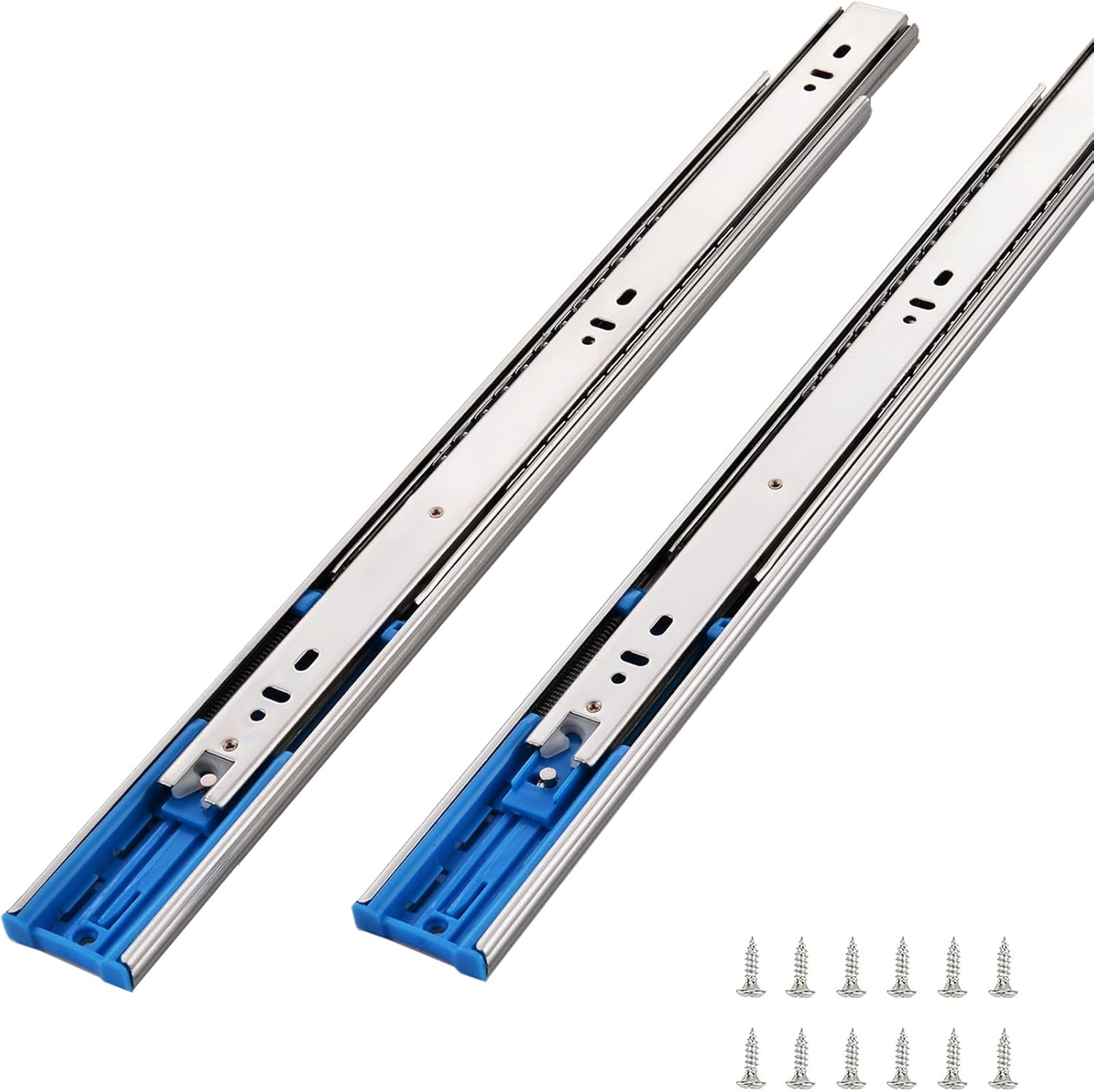 10 Pair 20 inch Soft Close Drawer Slides, 3-Section Full Extension 110 LB Capacity Ball Bearing Cabinet Slow Close Side Mount Drawer Hardware Slide