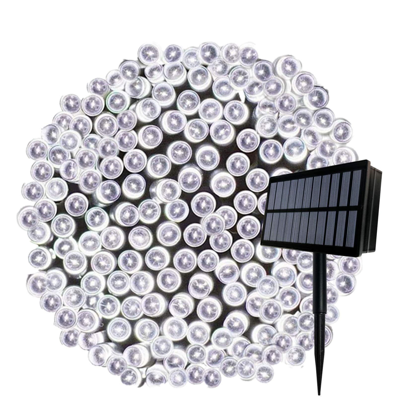 Fansir Cool White Solar String Lights, 164Ft 500 Led Outdoor String Solar Powered Fairy Lights Waterproof 8 Modes Garden Decorative Light For Tree, Patio, Garden, Yard, Home, Wedding, Party(Cool White)