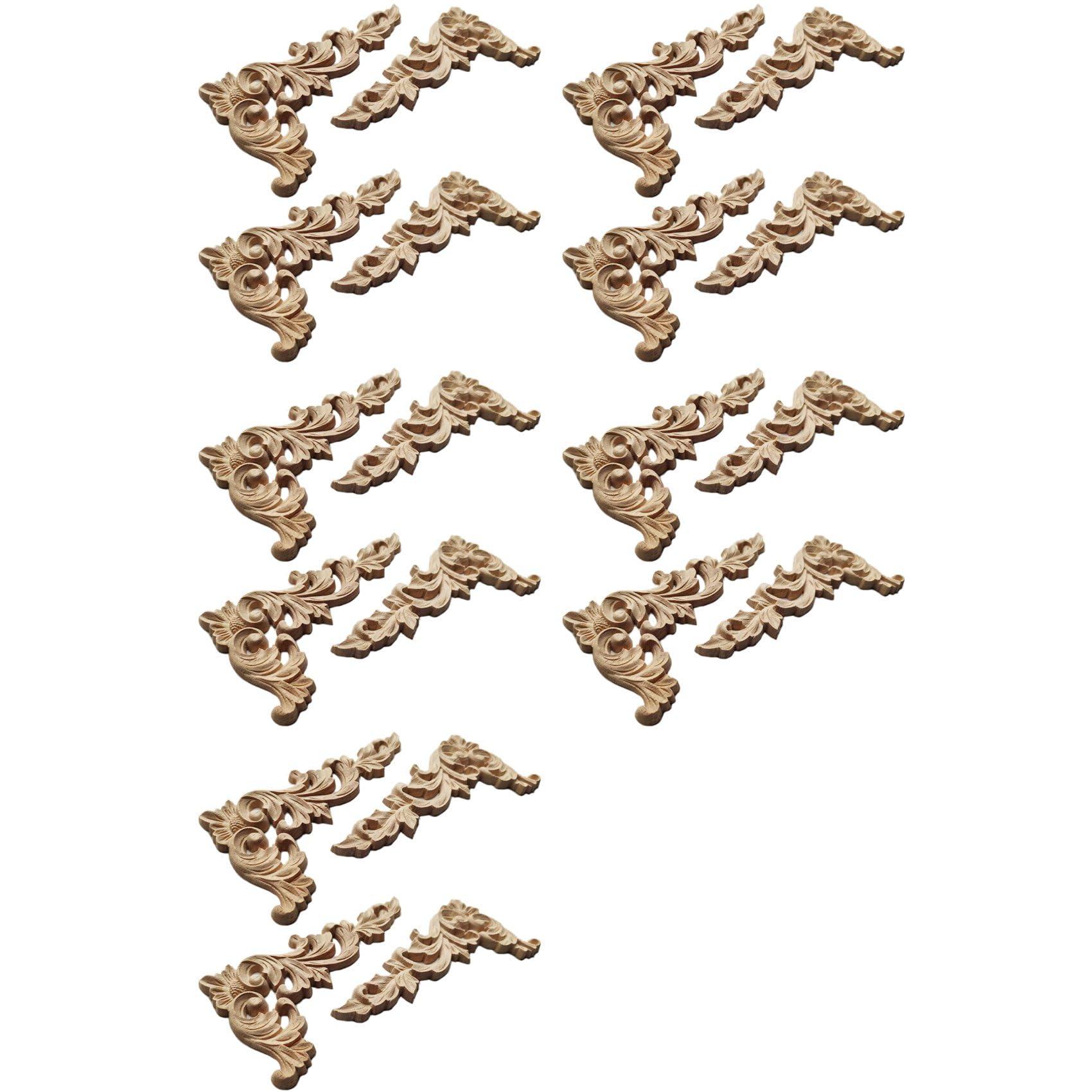 Vjsujehgy 20Pcs Wood Carved Corner Onlay Applique Unpainted Frame Cupboard Cabinet Decal for Decoration A