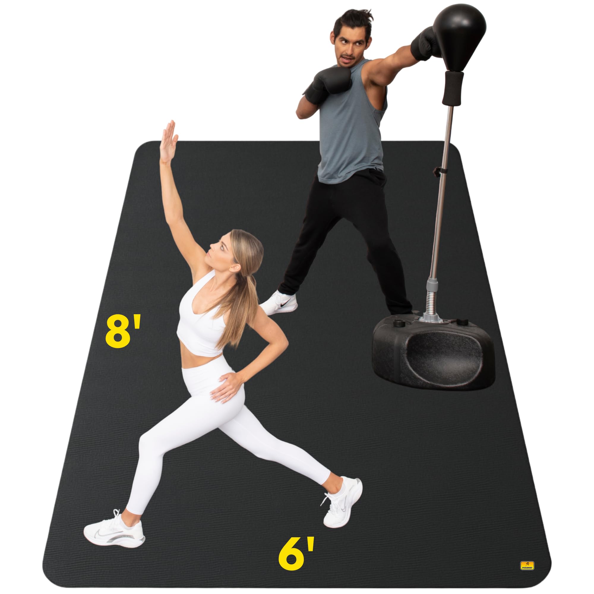 POGAMAT Premium Large Exercise Mat - 8 ft X 6 ft X 1 4 Thick Durable Workout Mat