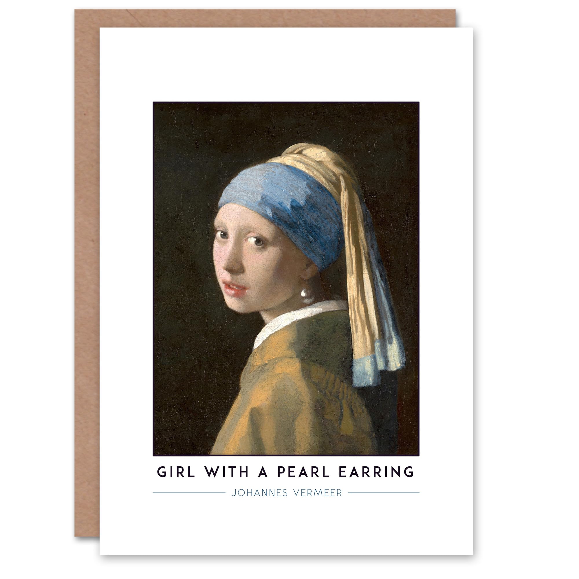 Artery8 Johannes Vermeer Girl With A Pearl Earring Greeting Card – Classic Portrait Art Note Card