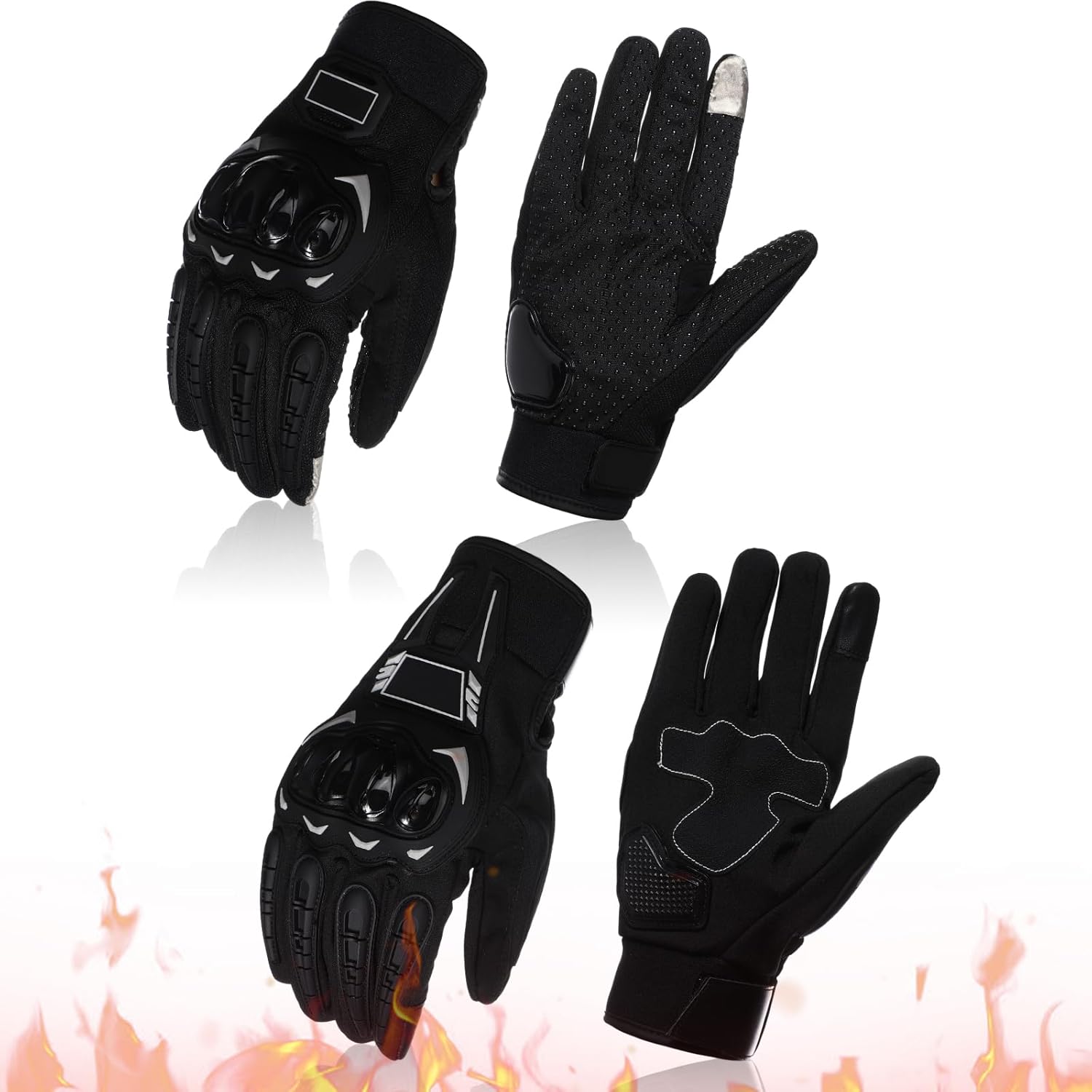 2 Pairs Motorcycle Gloves Motorcycle Gear Breathable Thick and Thin Touchscreen Motorbike Gloves with Hard Shell Good Grip for Men Women Motocross Cycling, Road Racing Camping Climbing